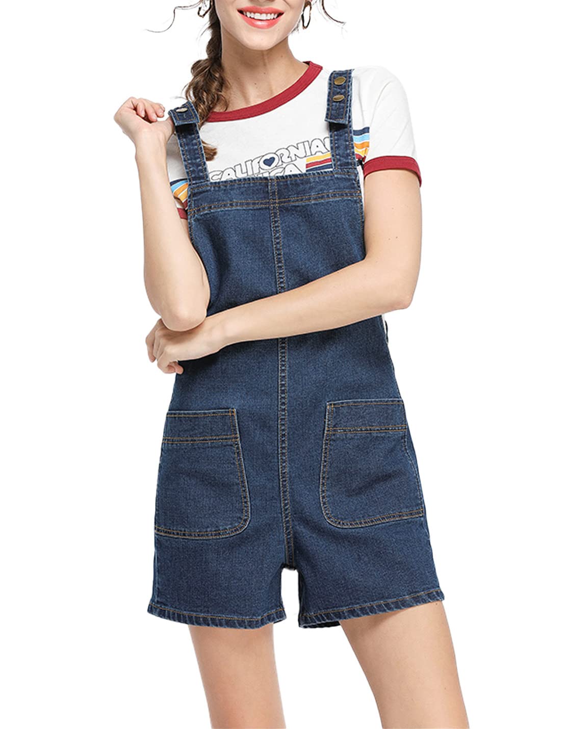 Women's Casual Denim Overalls with Adjustable Straps - Loose Fit Baggy Jumpsuit Romper Pants & Jean Shorts for Everyday Wear, Street Style & Summer Outfits
