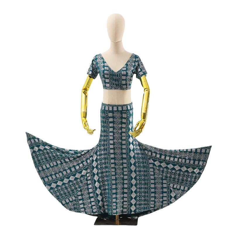 Elegant Muslim Women's Festival Dance Dress - Green Ballet Performance Costume for Cultural Events & Stage Shows