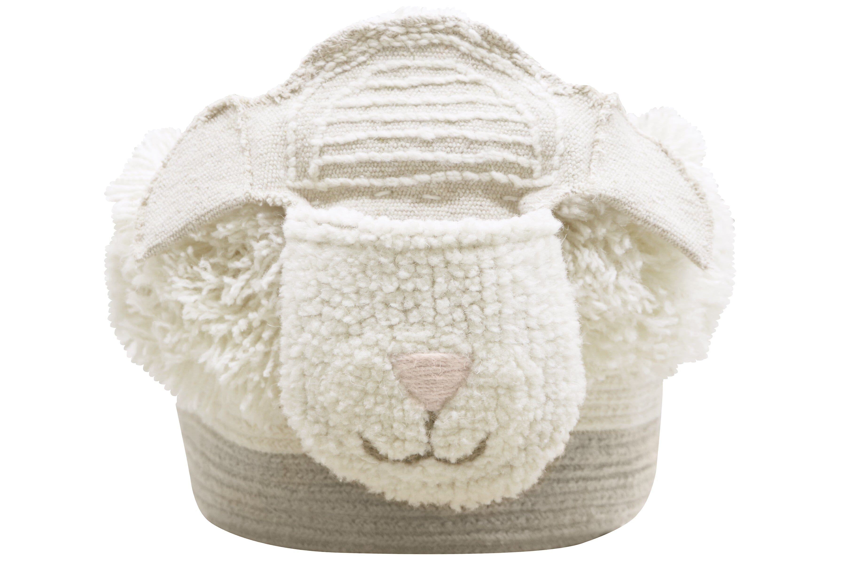 Lorena Canals Washable Wool Basket - Pink Nose Sheep Design | Stylish & Eco-Friendly Storage for Nursery, Living Room, or Bedroom Organization