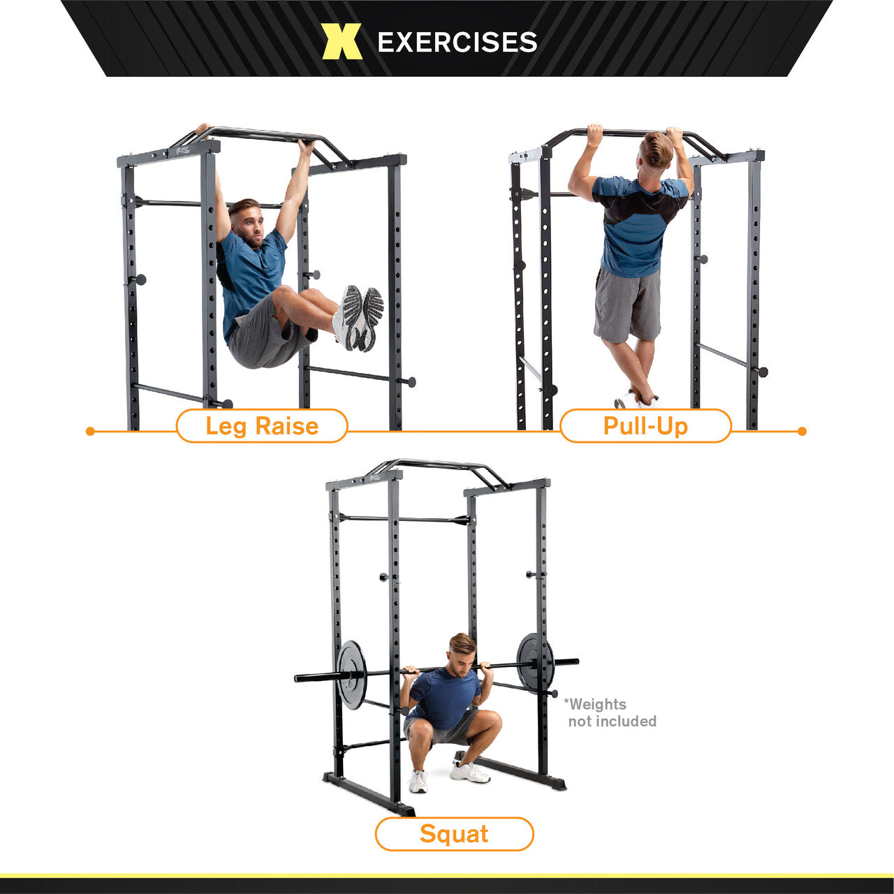 Circuit Fitness AMZ 600CG Power Cage with Adjustable Multi-Position Grip Bar - Home Gym Strength Training Equipment for Weightlifting, Squats & Full-Body Workouts