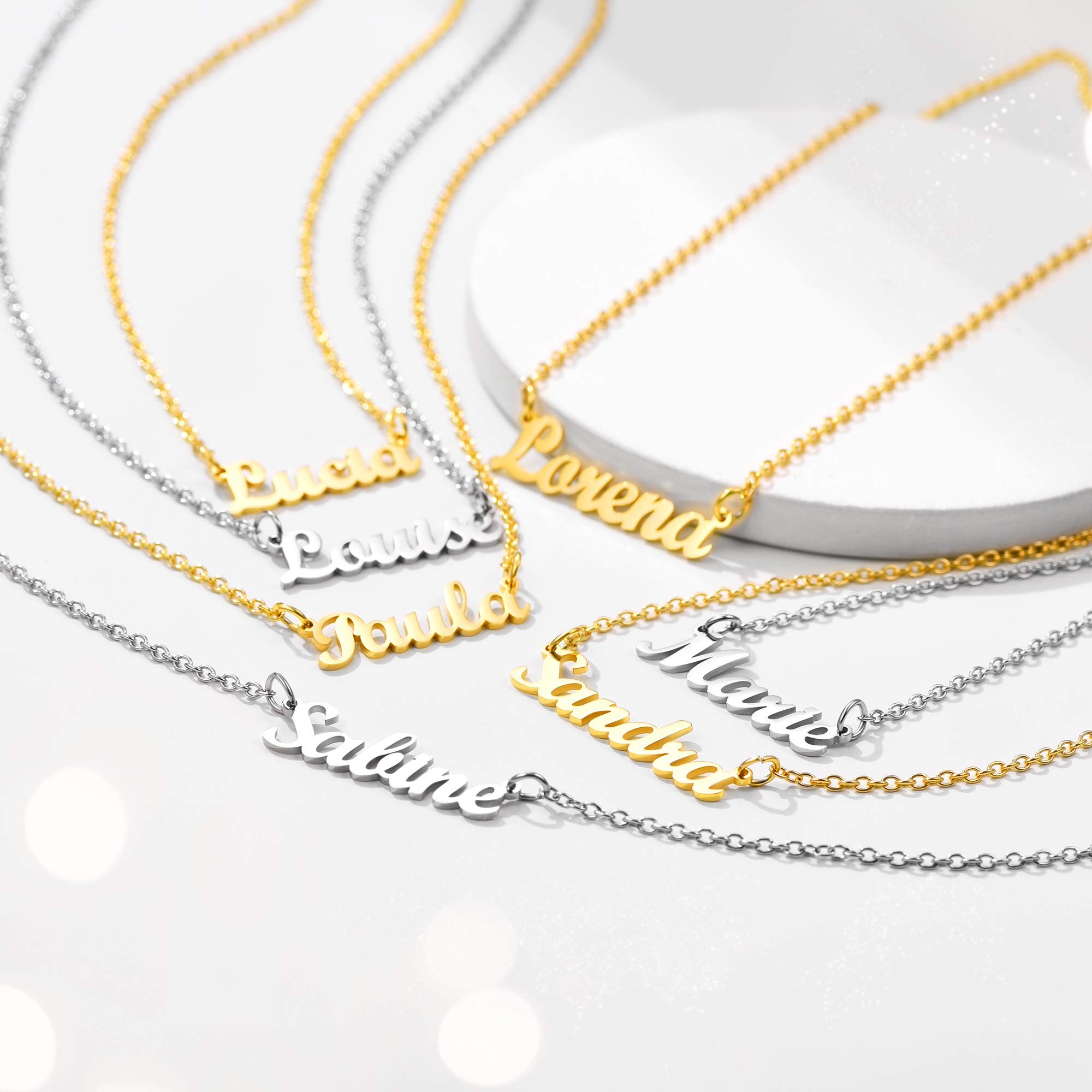 Custom4U Personalized Name Necklace - 18K Gold Plated Stainless Steel Pendant Jewelry for Women | Bridesmaid Gift, Birthday Present, Anniversary Keepsake | Perfect for Weddings, Special Occasions & Everyday Wear