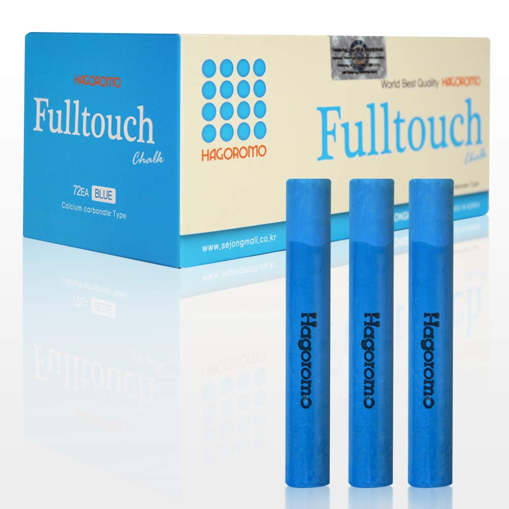 Hagoromo Fulltouch Color Chalk - 72 Piece Set (Blue) - Premium Dustless Chalk for Teachers, Classrooms, Restaurants & Sidewalk Art