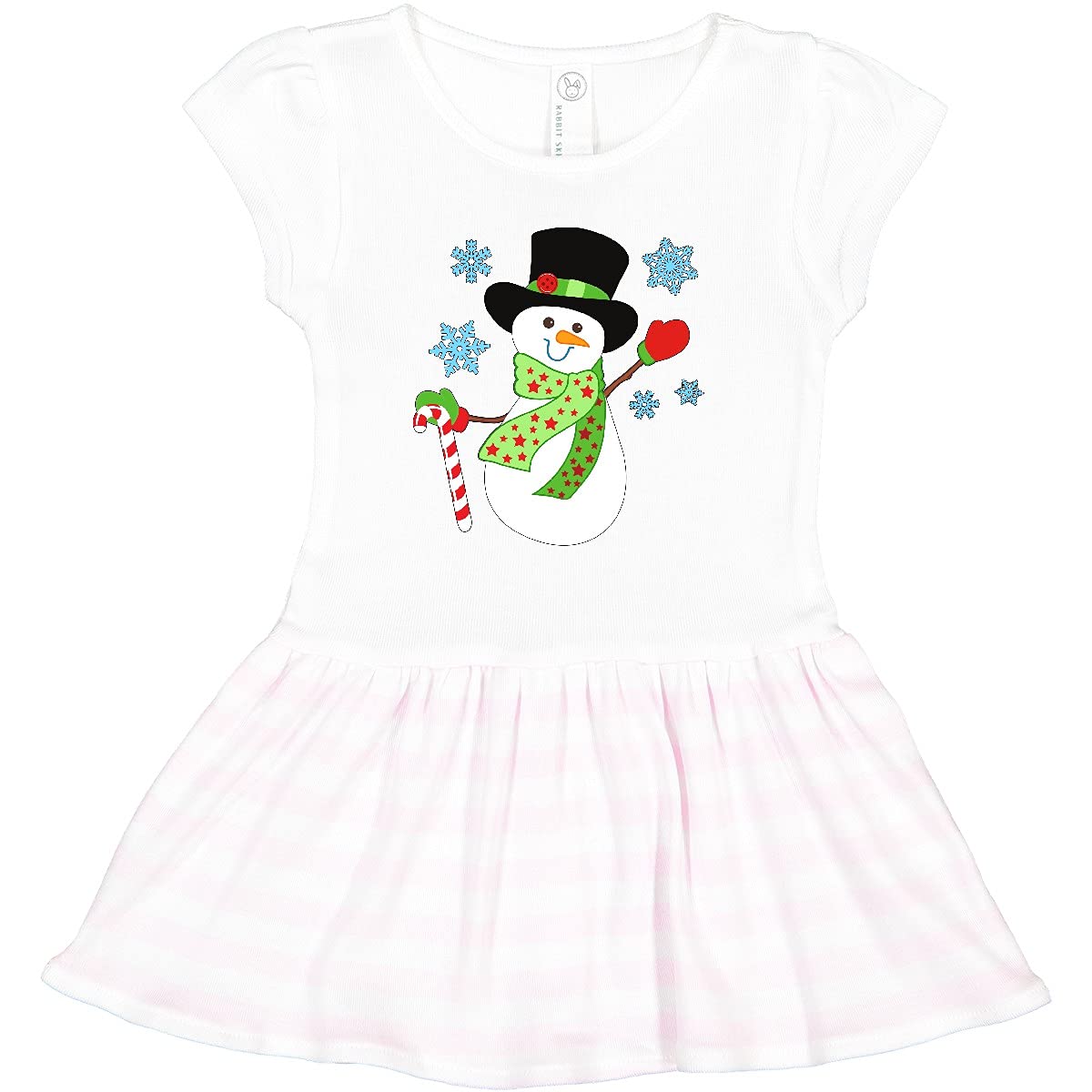 Inktastic Christmas Snowman in Top Hat with Candy Cane Toddler Dress - Festive Holiday Outfit for Baby Girls & Boys - Perfect for Christmas Parties, Family Photos & Seasonal Celebrations