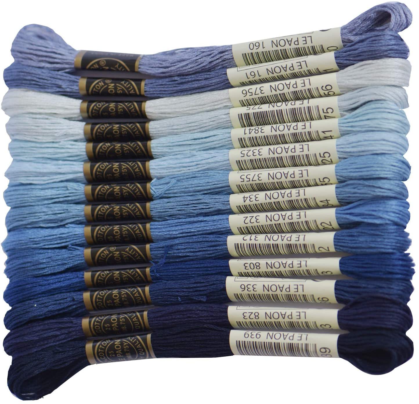 Premium Rainbow Embroidery Floss for Cross Stitch - 14 Skeins Colorful Craft Thread Set - Friendship Bracelet Making & DIY Sewing Supplies - Electric Blue Gradient Floss for Needlework, Scrapbooking & Handmade Gifts