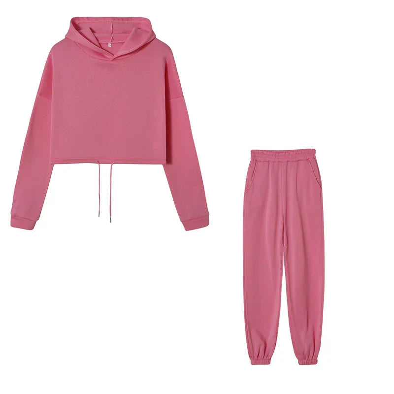 Trendy Women's Long Sleeve Sporty Casual Two-Piece Outfit Set with Waistband - Perfect for Gym, Yoga, Running & Everyday Streetwear