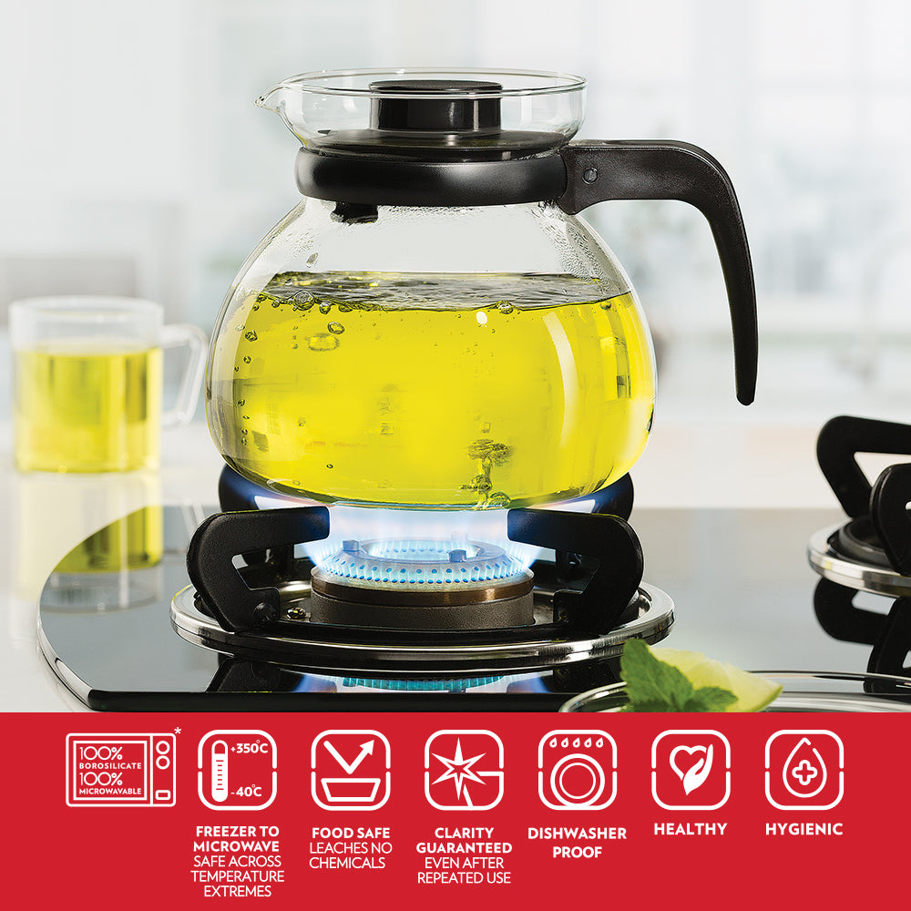Premium Borosilicate Glass Carafe with Built-in Strainer - Ideal for Iced Tea, Cold Brew Coffee & Infused Water Pitcher