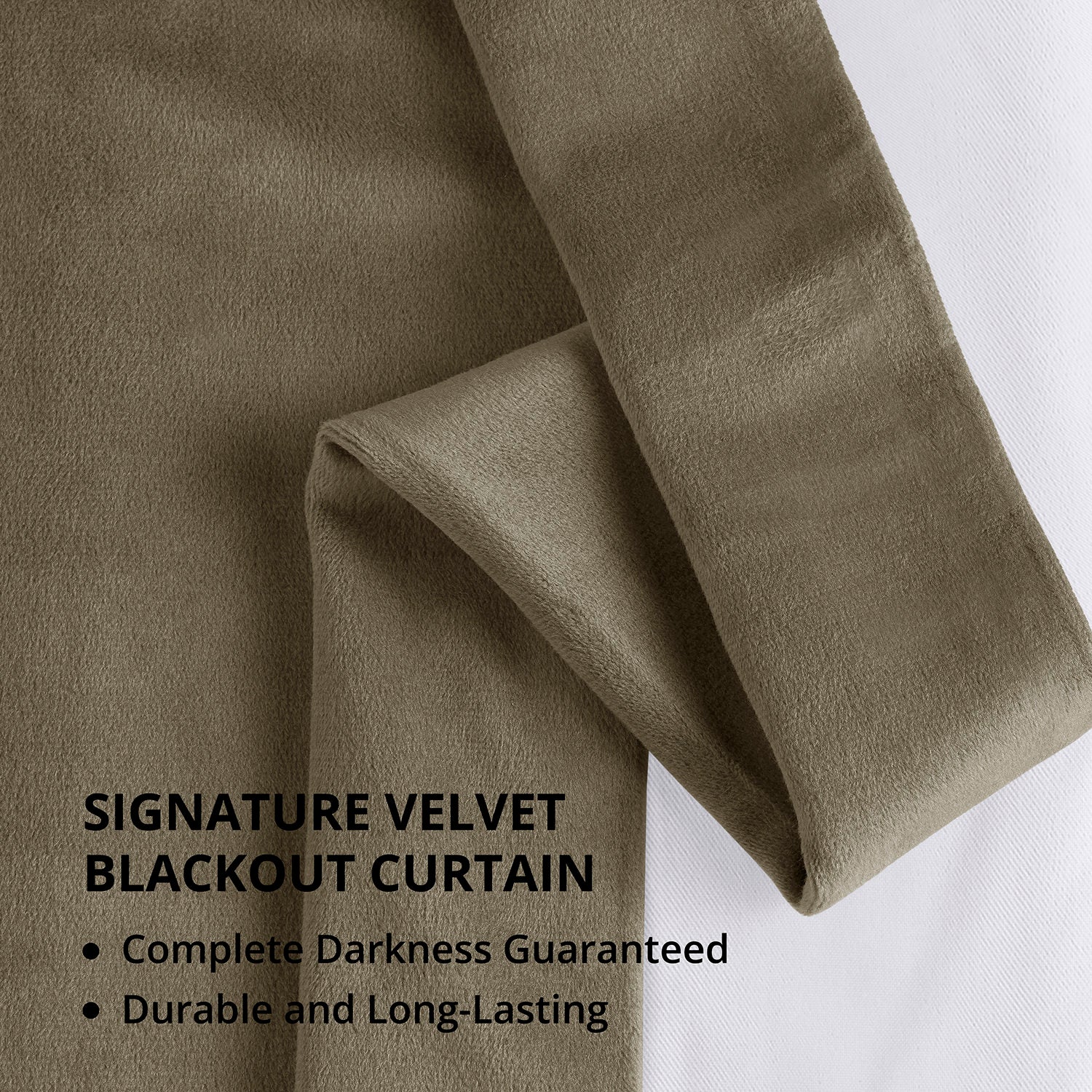 Denver Taupe French Pleat Signature Velvet Blackout Curtains - Thermal Insulated Window Drapes for Bedroom & Living Room