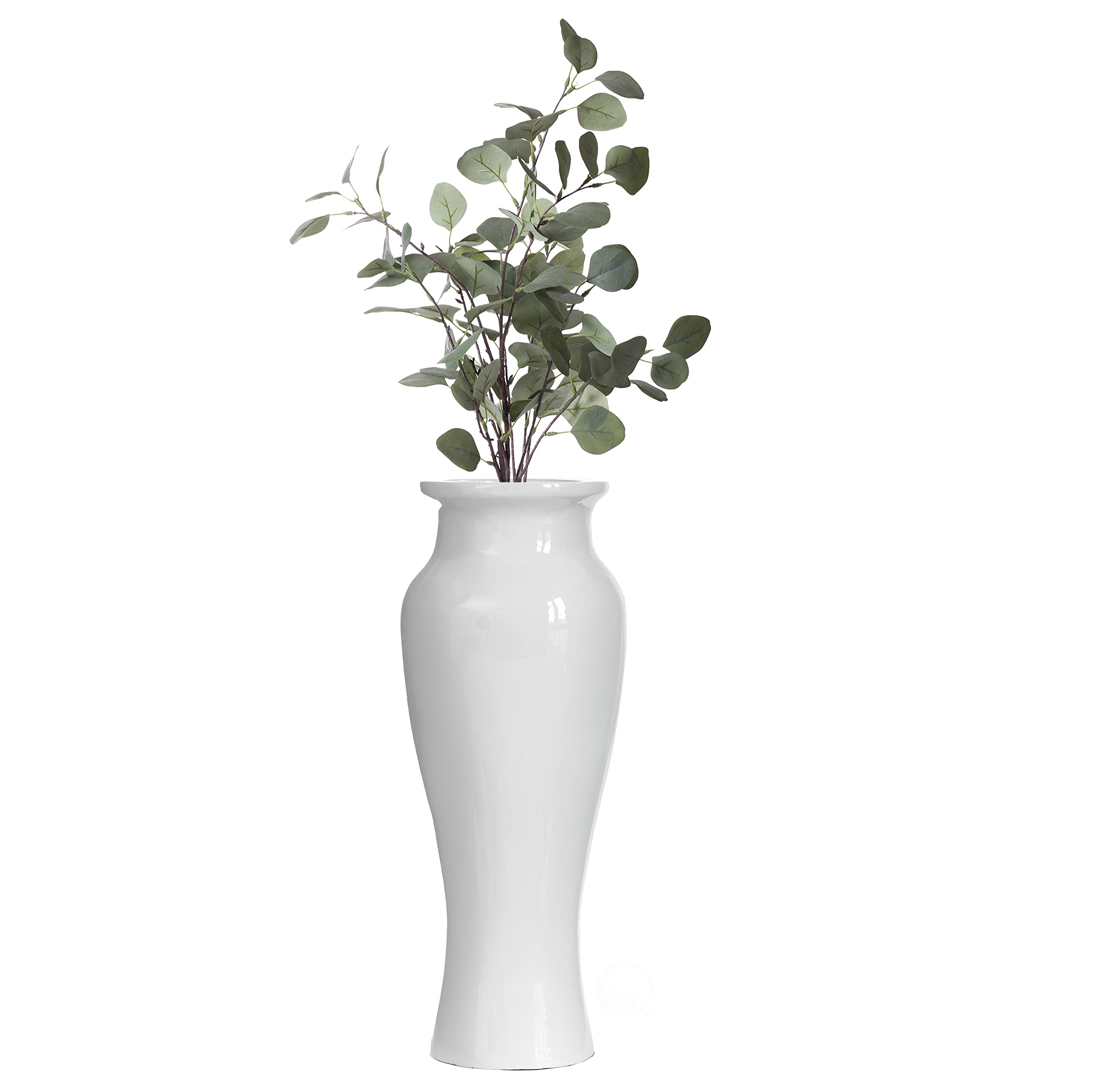 Modern White Trumpet Floor Vase - 24 Inch Tall Contemporary Home Decor for Entryway, Living Room & Office - Elegant Interior Design Accent Piece for Weddings, Events and Minimalist Spaces