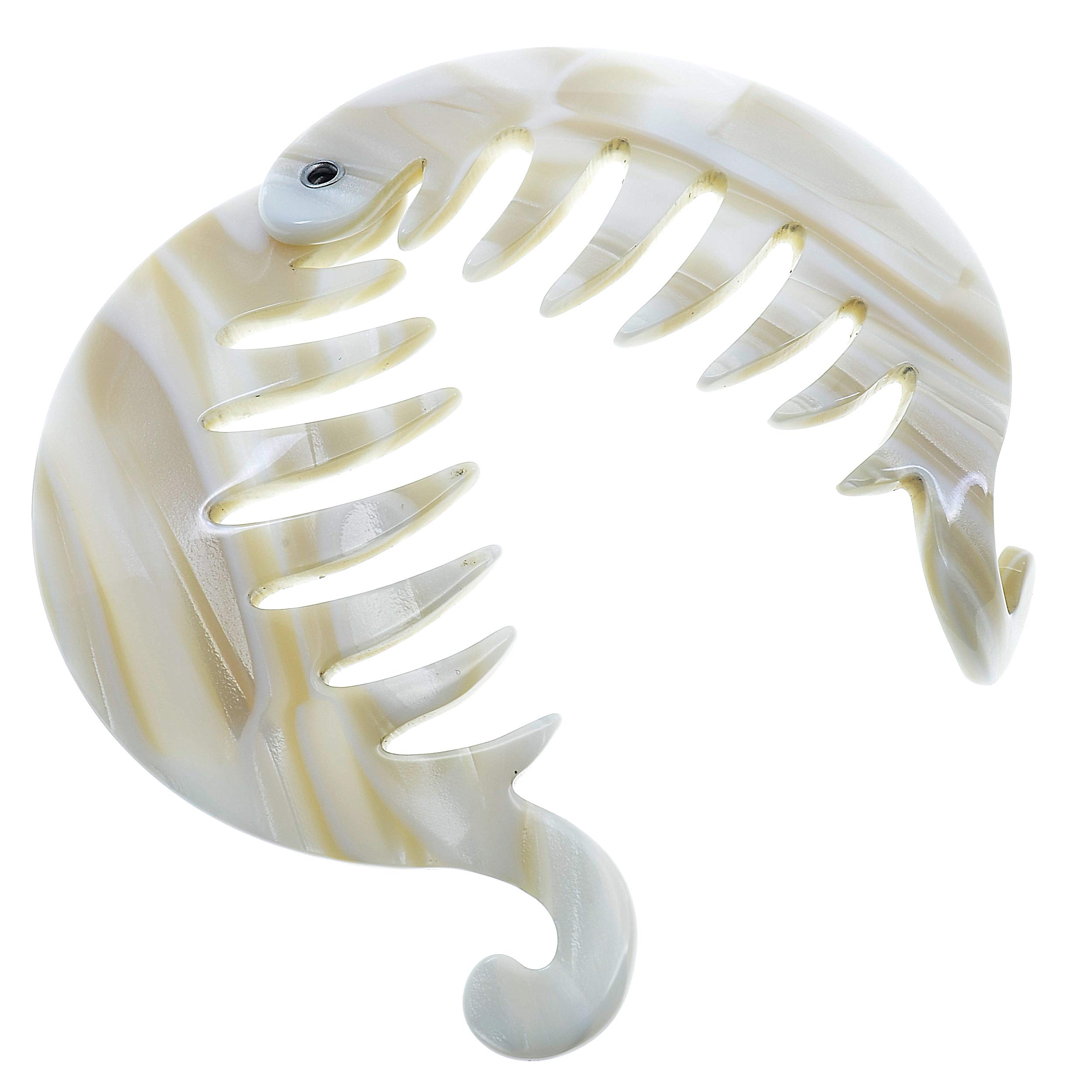 Camila Paris CP2338 3.25 Inch French Banana Clip Hair Comb - Beige Round Ponytail Holder for Thick Hair | Volume-Boosting Interlocking Hair Accessories for Women | Perfect for Work, Parties & Everyday Styling | Made in France
