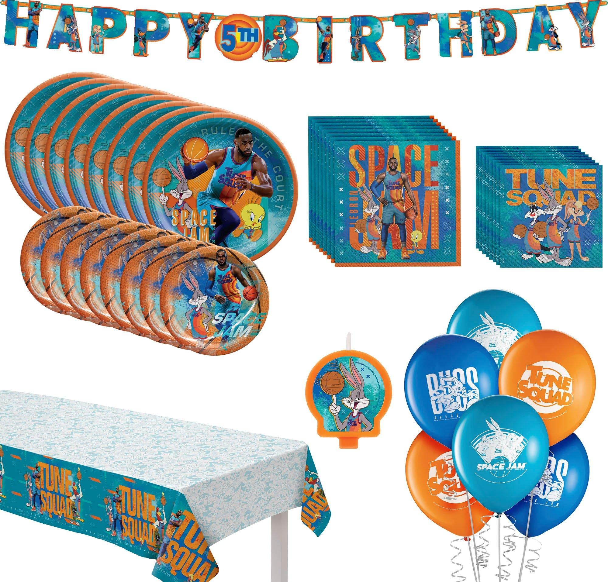 Space Jam 2 Birthday Party Supplies Kit - 24 Guest Tableware Set with Decorations, Banner, Balloons & Candles | Perfect for Kids Birthday Parties, Themed Events & Movie Night Celebrations