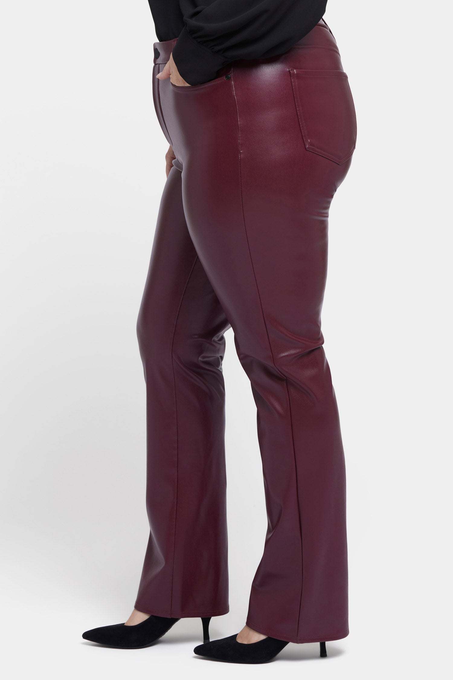 Stylish Plus Size Faux Leather Marilyn Straight Pants for Women - Perfect for Office, Night Out & Casual Wear | Tavern