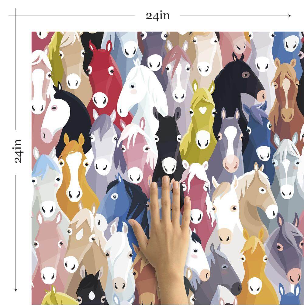 White Horse Animal Print Peel and Stick Removable Wallpaper - Self-Adhesive Decorative Wallpaper for Bedroom, Nursery, Living Room, Dorm Decor - Easy to Install & Remove (Design 1267)