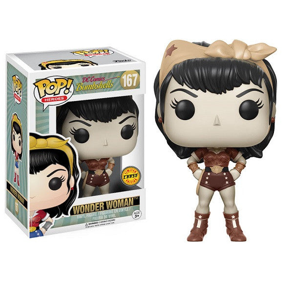 DC Comics Bombshells Pop! Vinyl Wonder Woman Chase Edition - Collectible Action Figure for Superhero Fans, Home Decor & Gift Idea