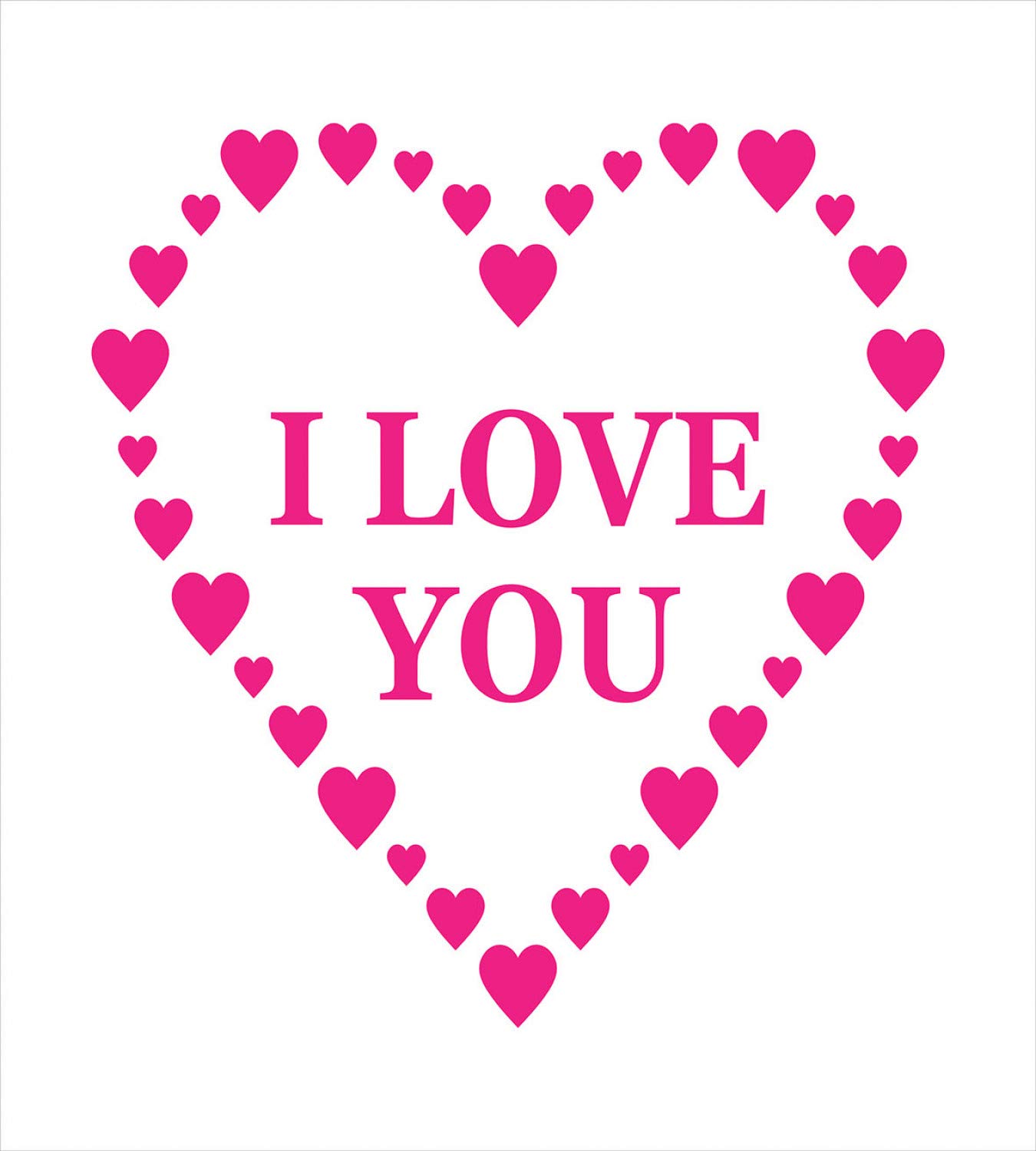 Ambesonne Love Duvet Cover Set - Queen Size 3 Piece Bedding with Romantic Hearts & 'I Love You' Lettering in White & Hot Pink | Perfect for Valentine's Day Gifts, Couples Bedroom Decor & Wedding Registry