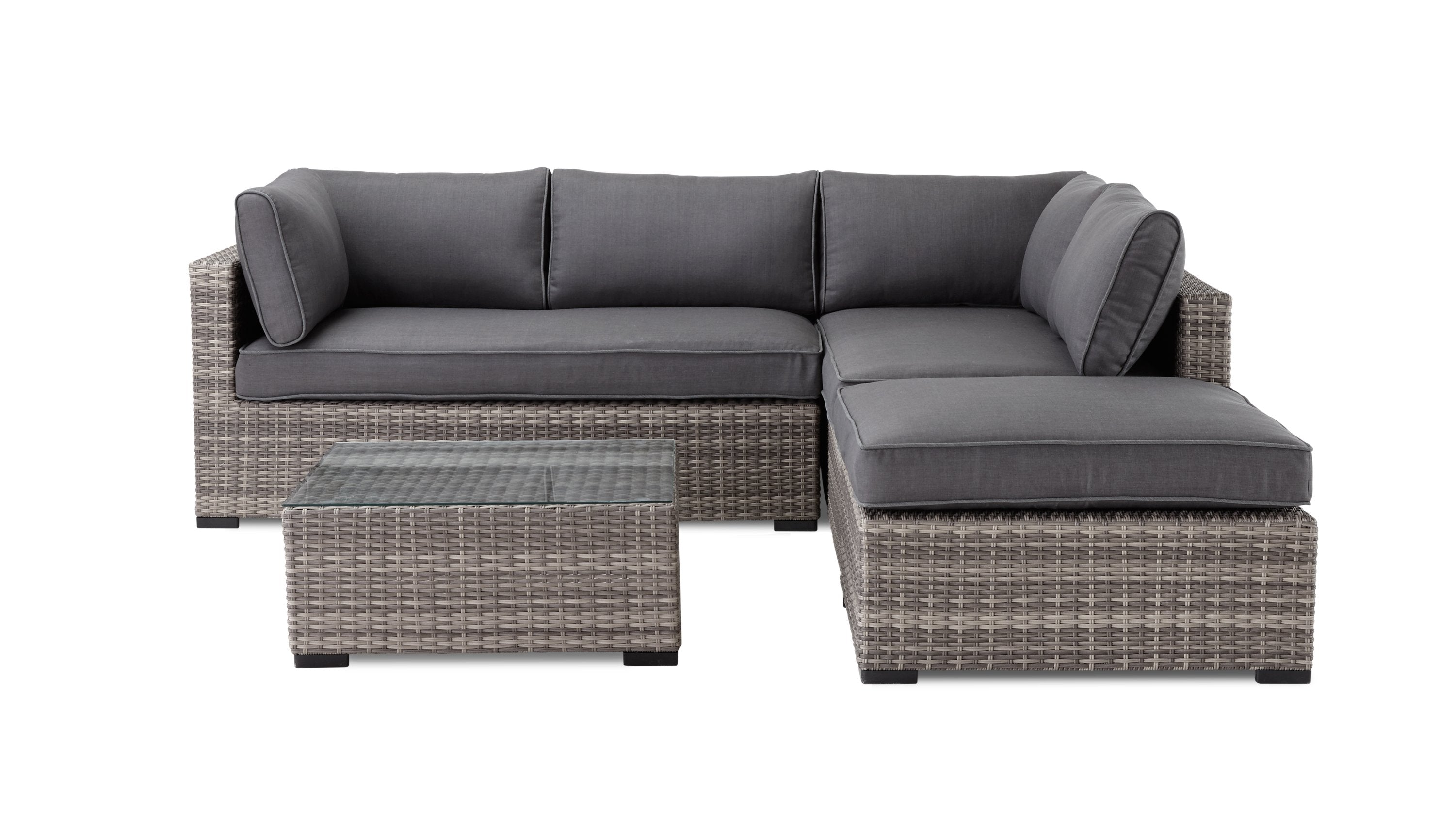 Caribe 2-Piece Outdoor Sectional Sofa Set with Ottoman - Weather-Resistant Grey Patio Furniture for Backyard, Poolside & Garden Relaxation