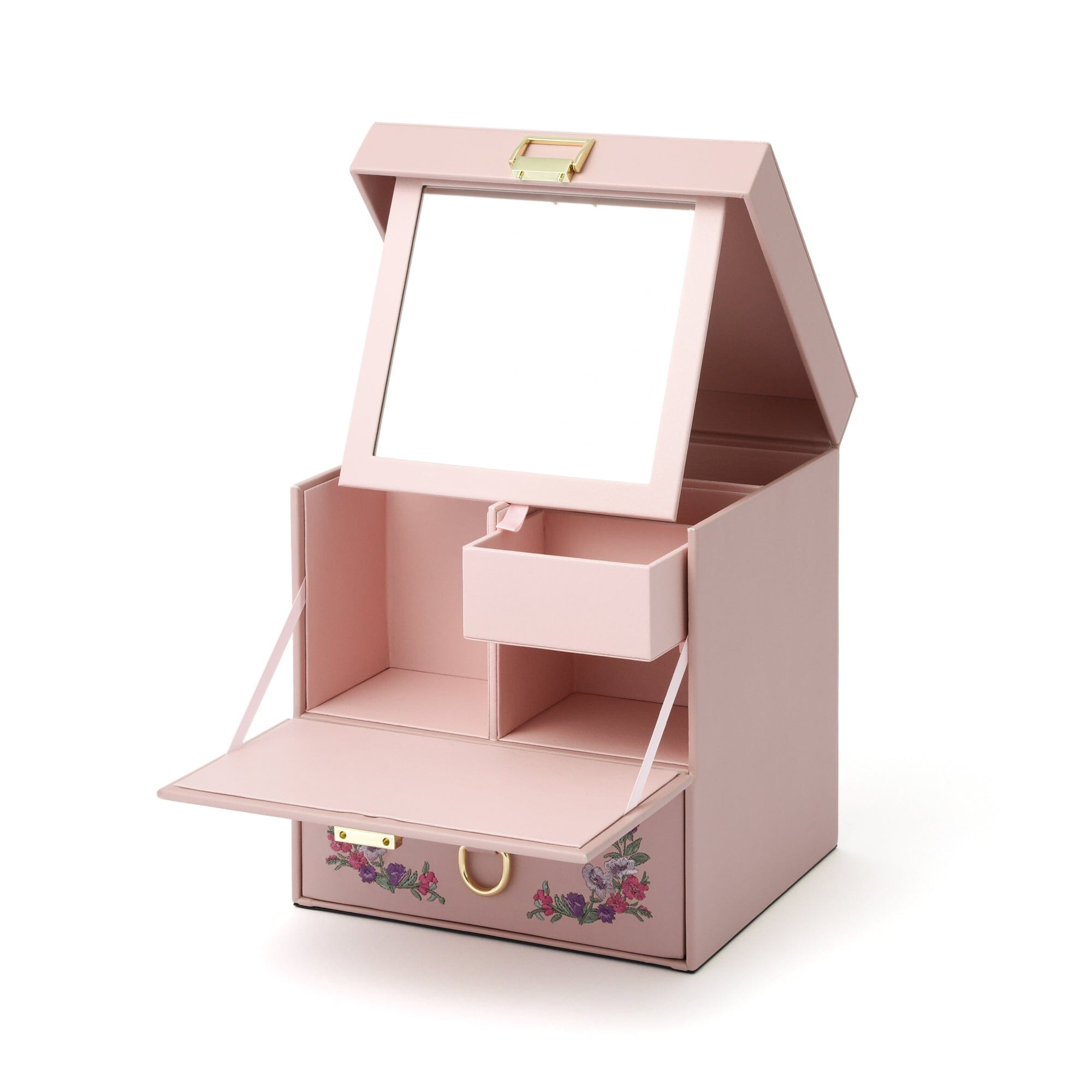 Elegant Pink Embroidery Flower Jewelry Box - Perfect for Gift Giving, Storage & Home Decor