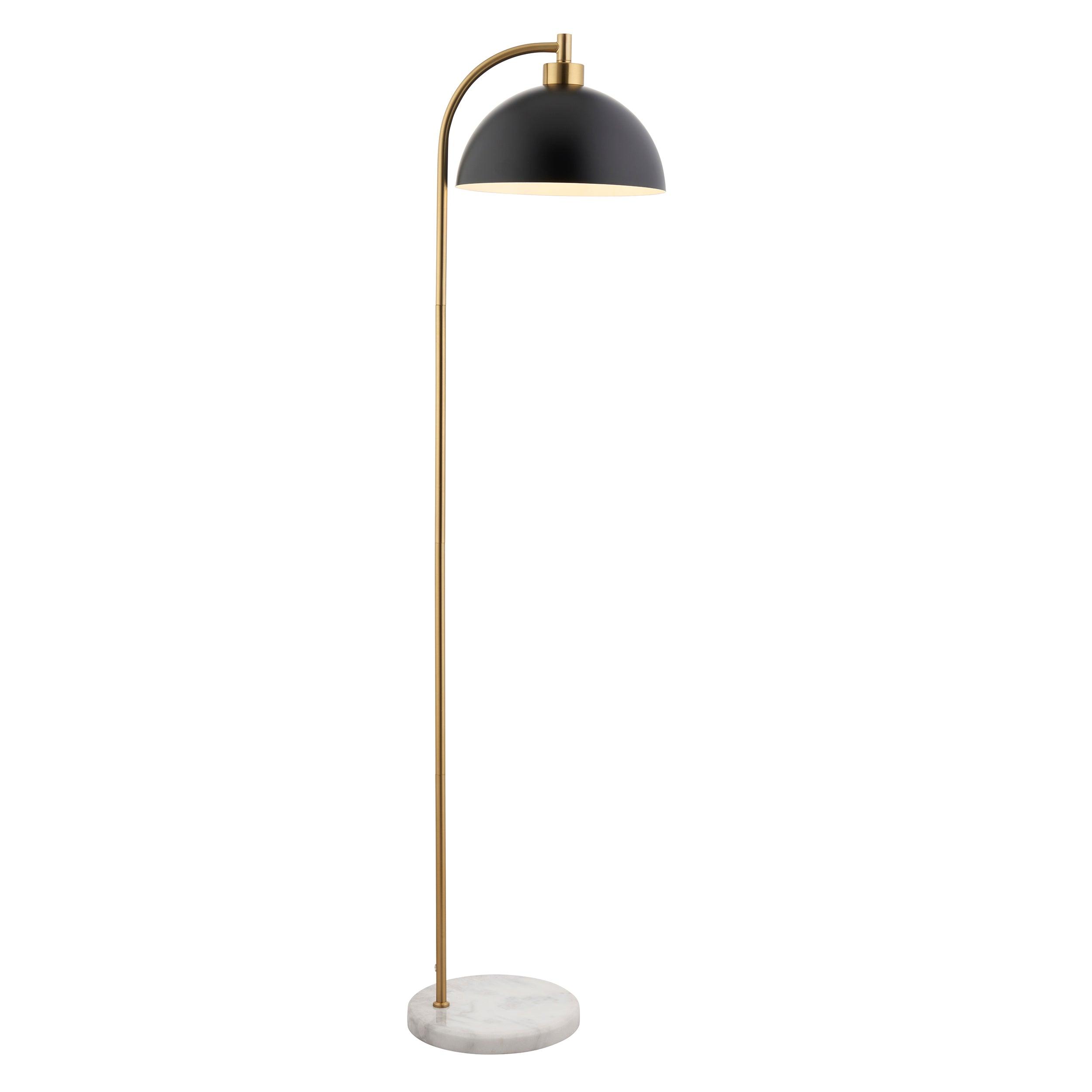 Buchanan Brass & Black Adjustable Floor Lamp with Marble Base - Modern Reading Light for Living Room, Bedroom & Office
