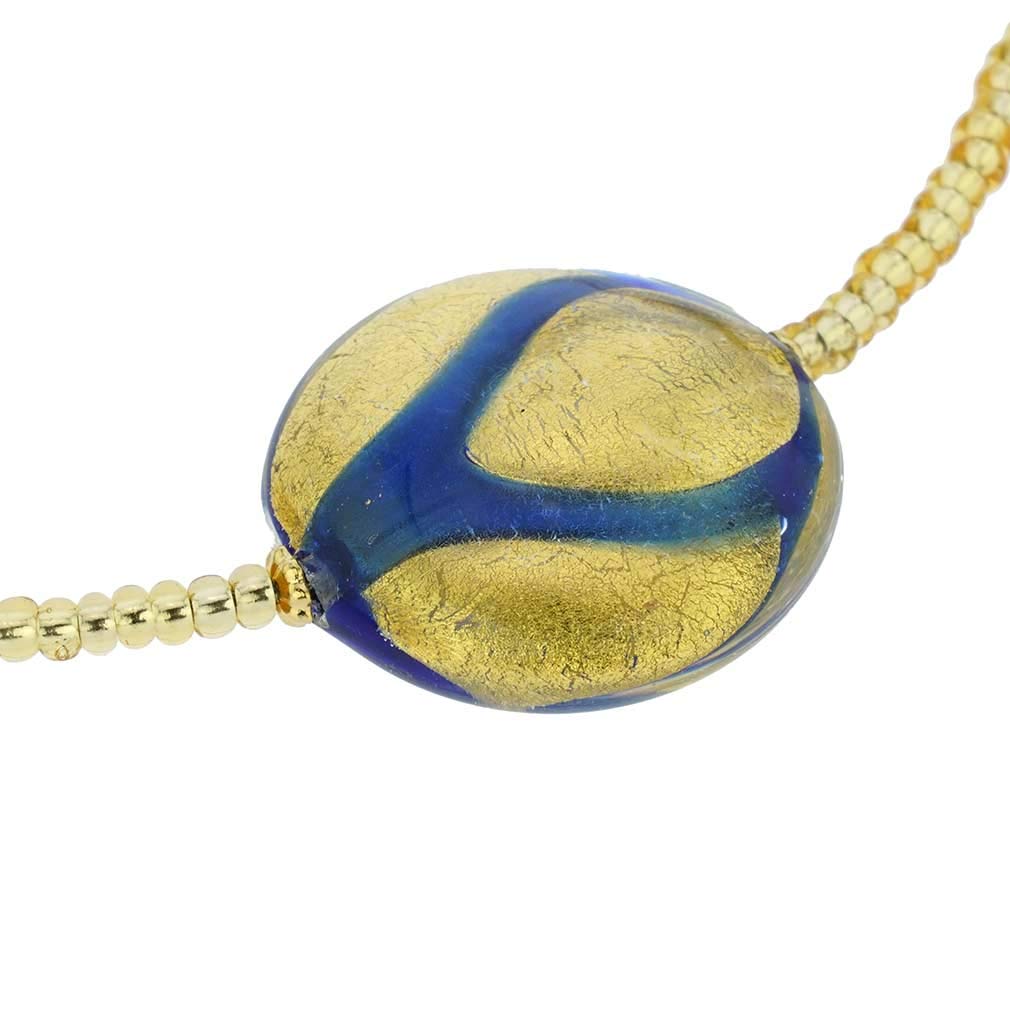 Venetian Murano Glass Royal Blue Circles Necklace - Handmade Italian Jewelry for Women, Elegant Gift for Special Occasions & Evening Events
