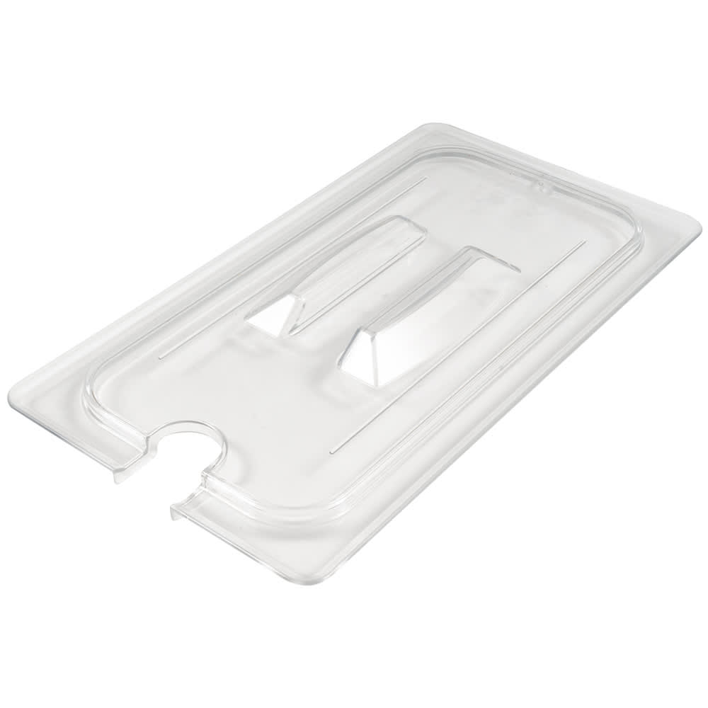 Cambro 30CWCHN135 Camwear 1/3 Size Clear Food Storage Container with Handle Lid & Spoon Notch - Perfect for Restaurants, Catering, and Commercial Kitchen Use