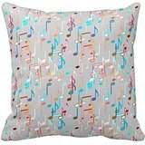 Custom Musical Notes Print Throw Pillow Cover - Light Silver Gray, 16x16 Inch Square Decorative Pillow Case for Living Room, Bedroom & Sofa Decor