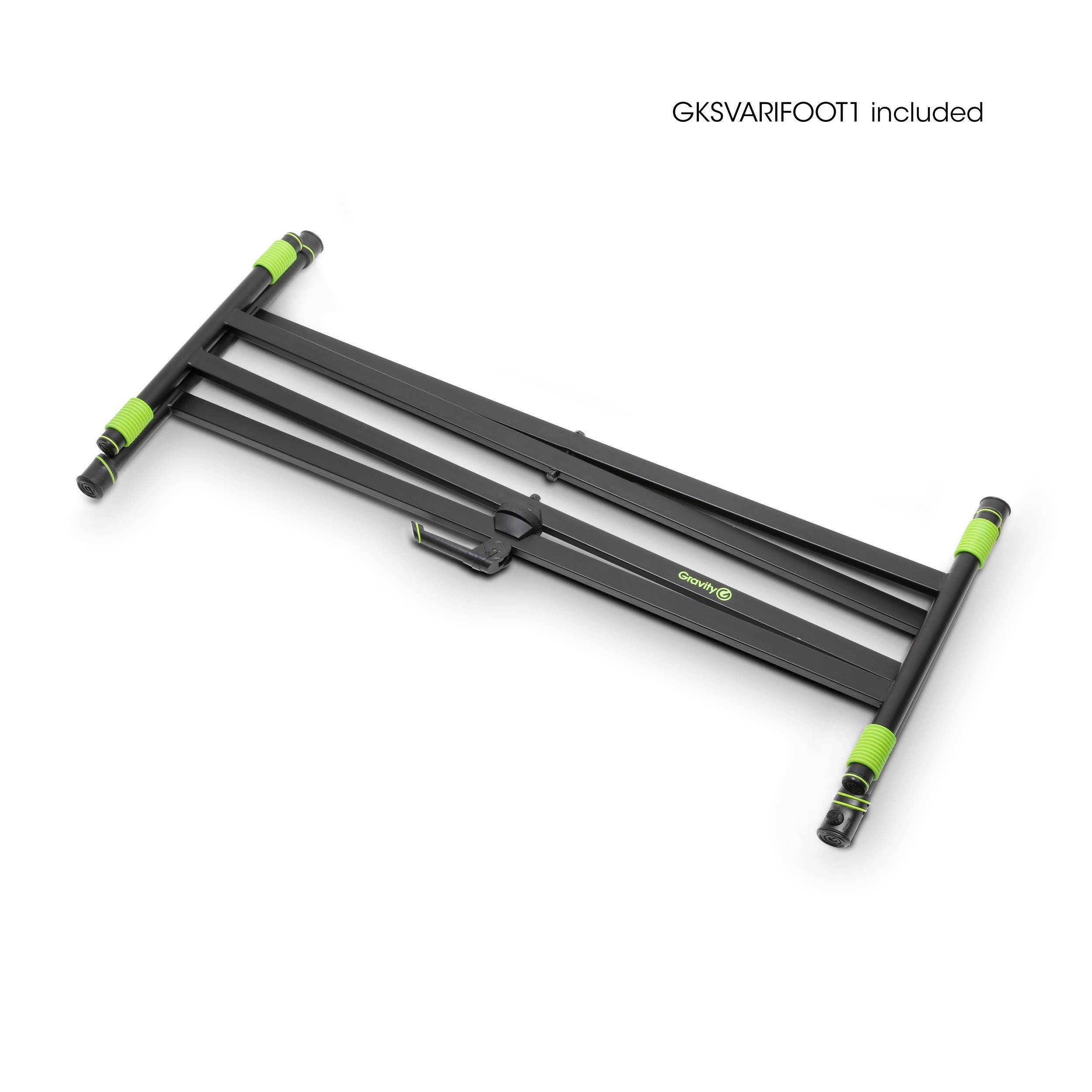 STANDS Keyboard Stand X-Form Double with Rapid Desk (KSX 2 RD) - Adjustable Black Music Stand for Piano, Synthesizer & Studio Recording