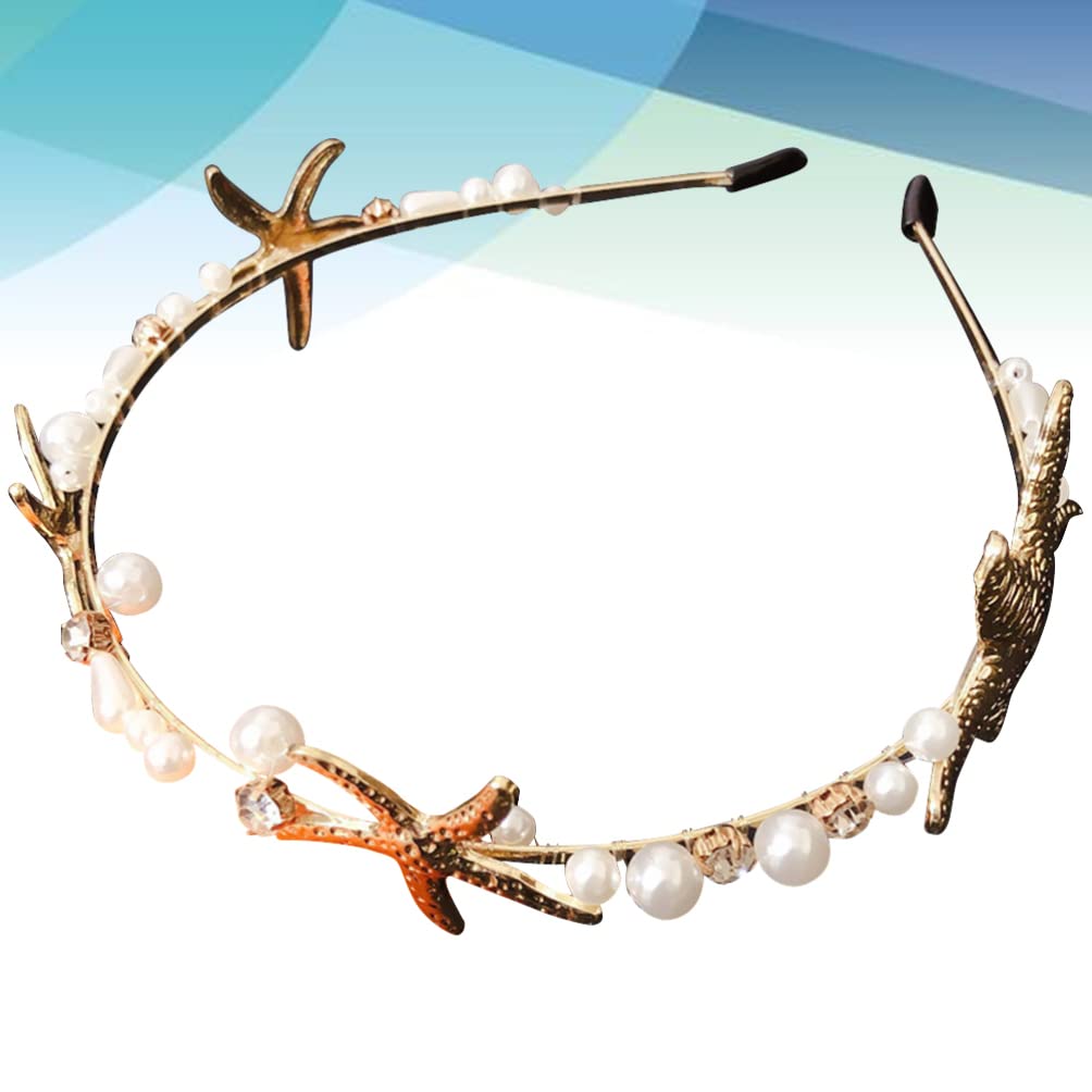 Lurrose Mermaid Headband with Pearls - Elegant Bridal Hair Accessories for Women, Wedding, Party & Vacation - Perfect for Beach Weddings, Bachelorette Parties & Photo Shoots
