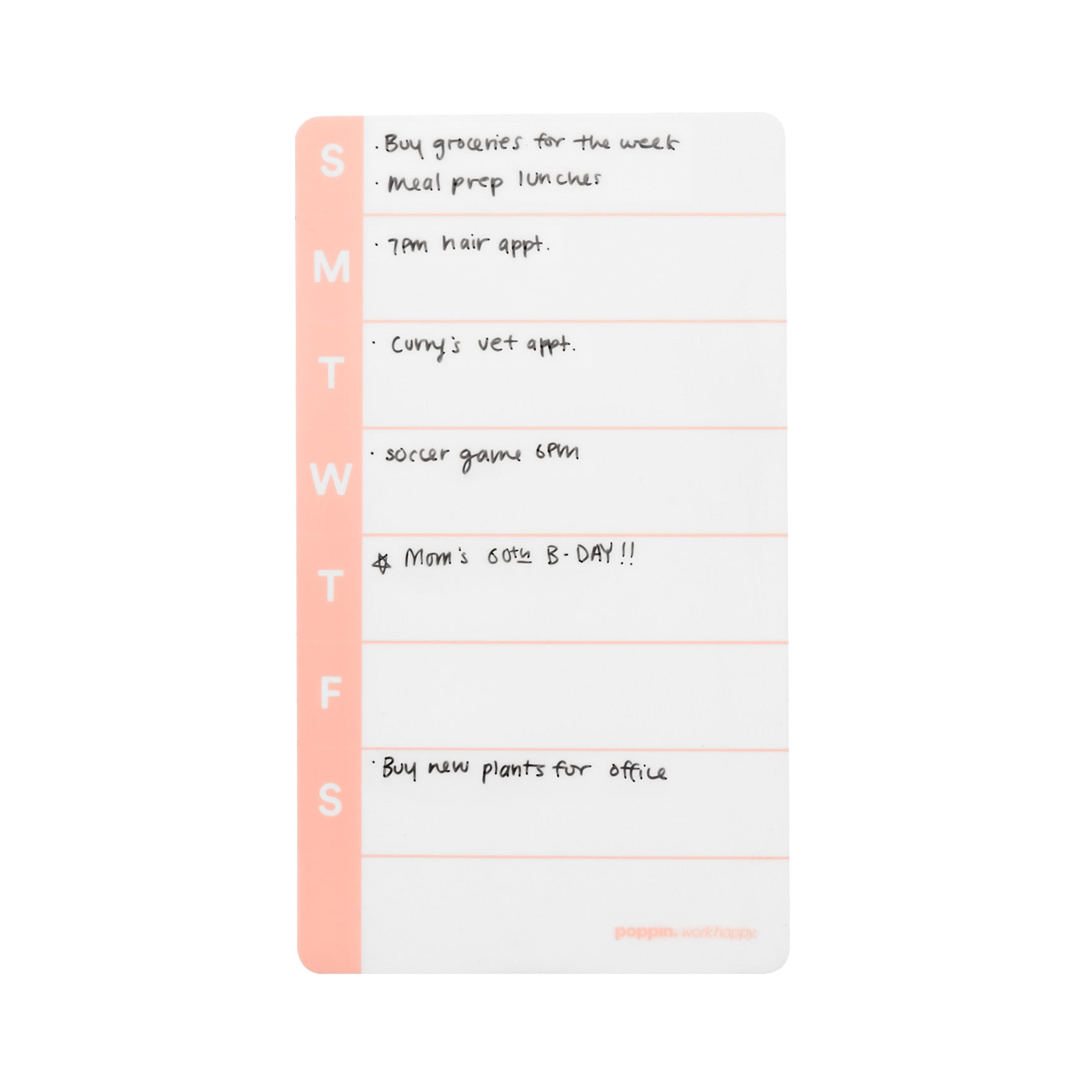 Blush Peel & Stick Weekly Planner - Self-Adhesive Wall Calendar for Home & Office Organization - Perfect for Scheduling, Reminders & Goal Tracking