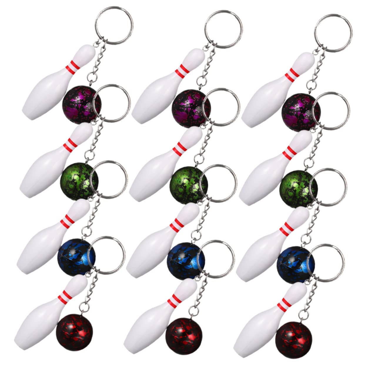 WESIEVYA 36 Pcs Mini Bowling Keychain Set - Red PVC Bowling Ball Keychains for Handbags & Gifts - Perfect for Bowling Enthusiasts, Party Favors & Souvenirs