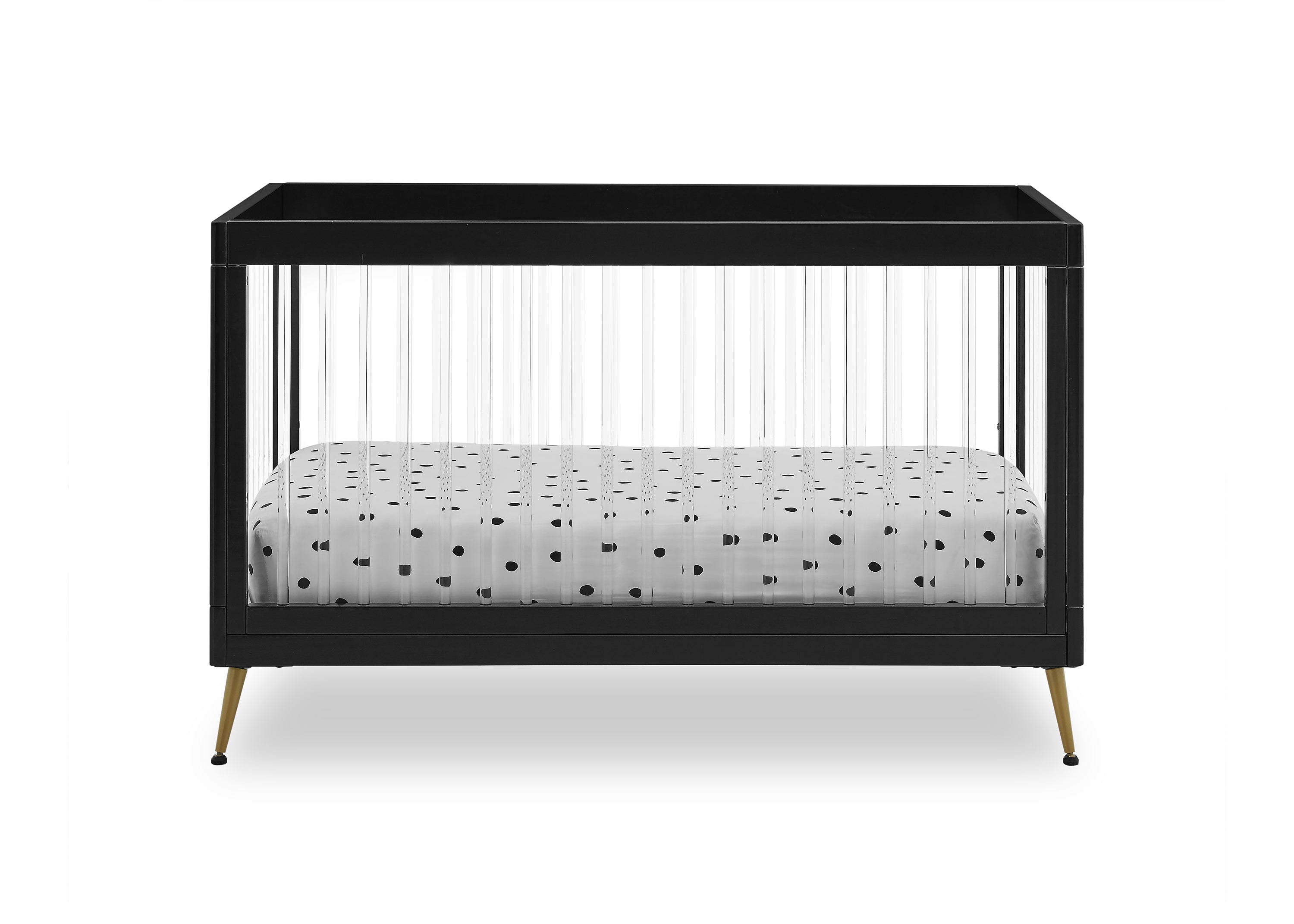 Sloane 4-in-1 Convertible Acrylic Baby Crib - Modern Nursery Furniture for Newborns, Toddlers & Kids (Daybed, Twin Bed Conversion)