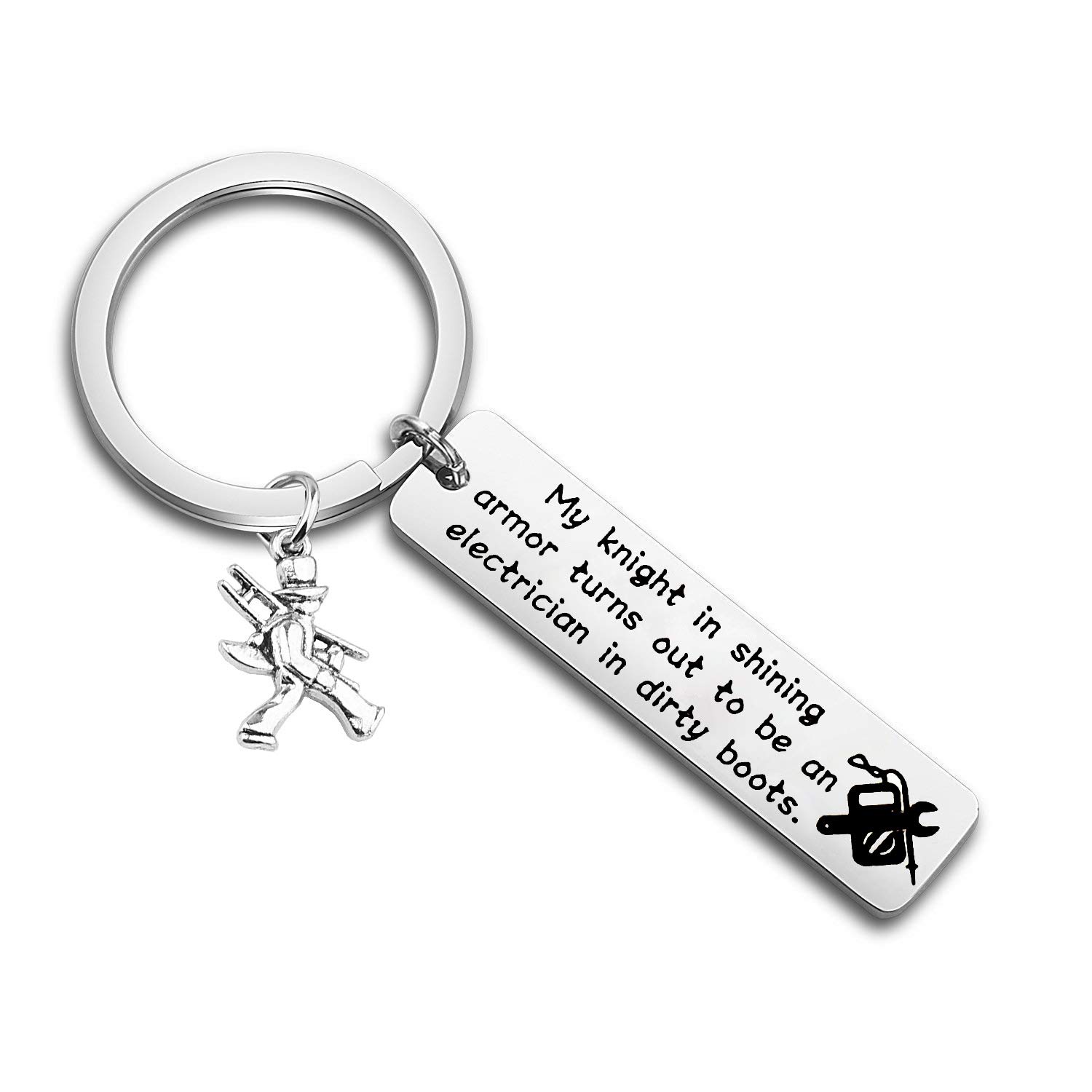 Funny Electrician Keychain - Unique Electrician Gifts for Graduation, Appreciation & Daily Use - My Knight in Shining Armor Keychain for Electricians - Perfect for Work, Gag Gifts & Special Occasions