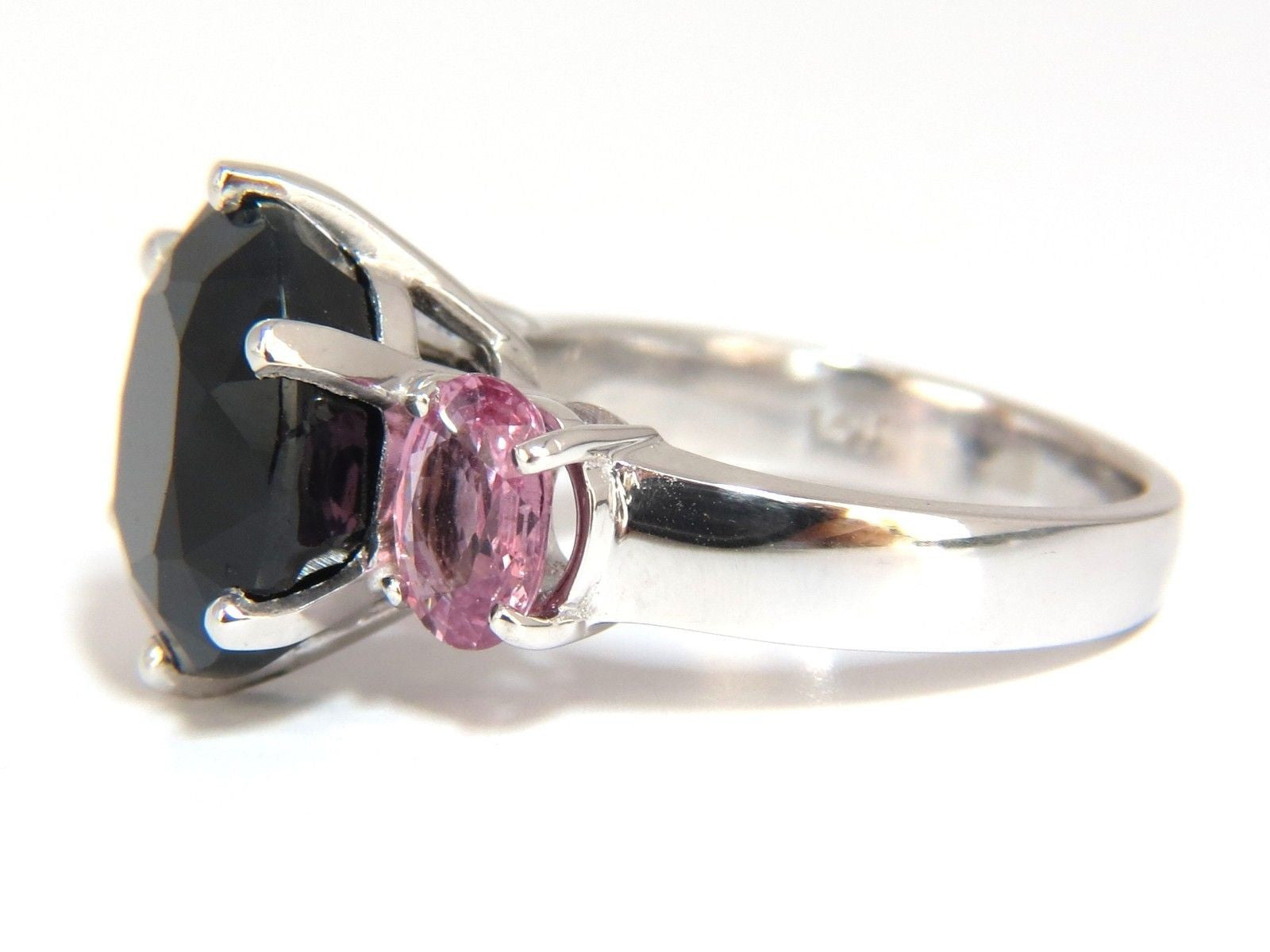 13.00ct Natural Black & Pink Sapphire Diamond Ring in 14K White Gold – Elegant Engagement, Wedding, or Anniversary Jewelry Gift
