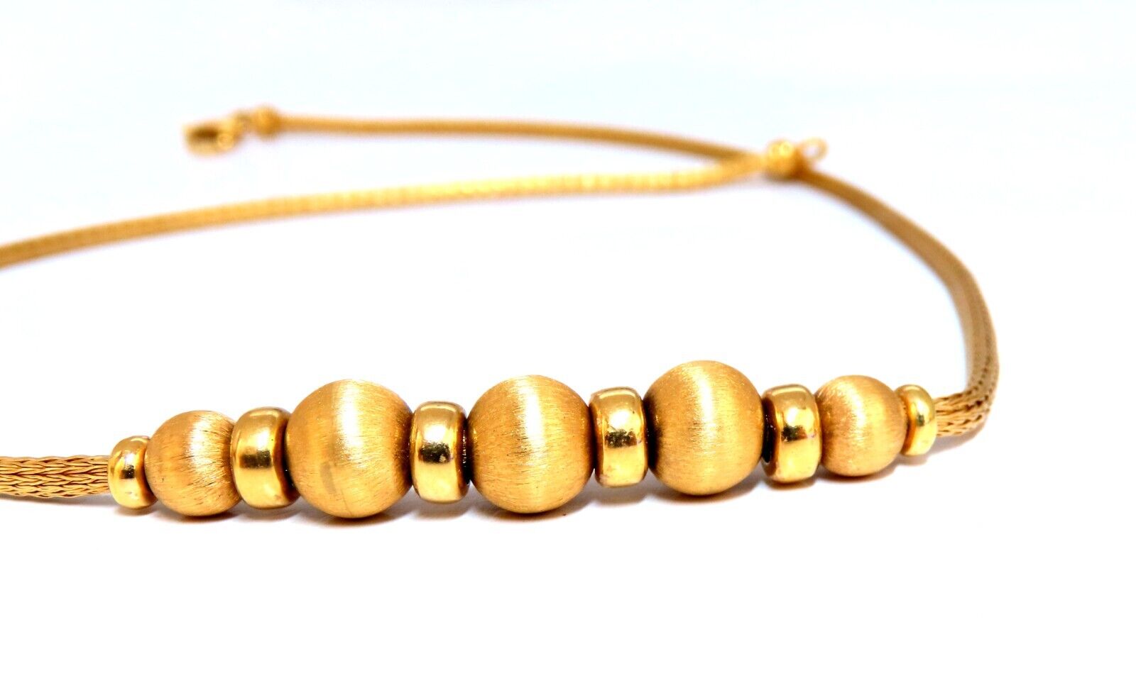 14kt Gold Brushed Rolling Ball Bead Necklace - 15 Grams, 16.5 Inch - Elegant Layering Piece for Everyday Wear & Special Occasions