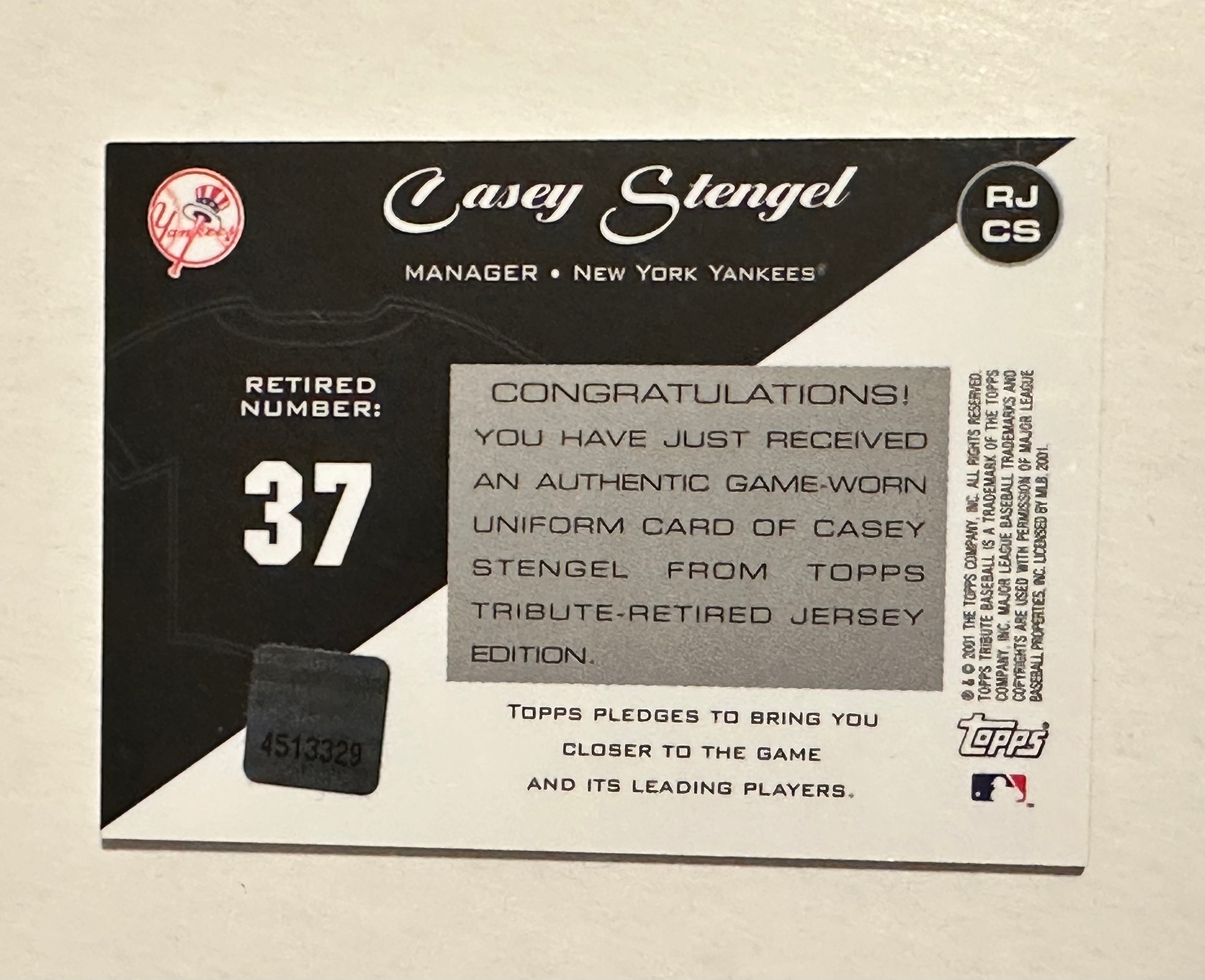 New York Yankees Casey Stangel Memorabilia Baseball Card - Collectible Sports Trading Card for Fans & Memorabilia Enthusiasts - Perfect for Display, Gifts, and Sports Collections
