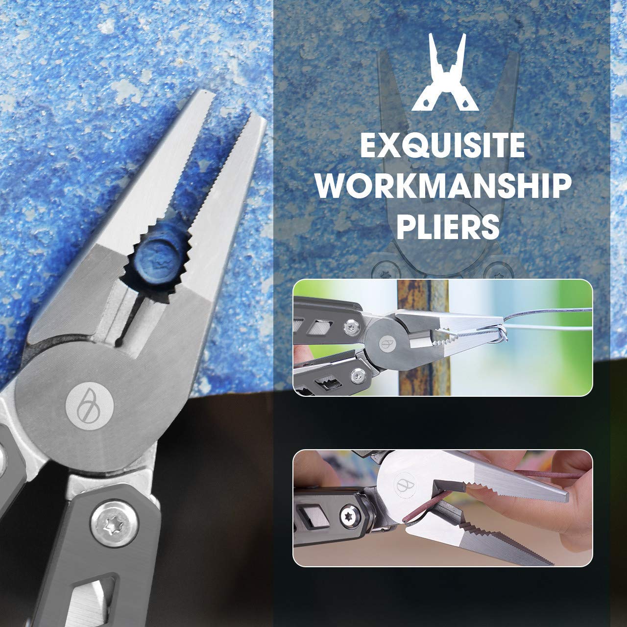 BIBURY 21-in-1 Titanium Multitool Pliers - 420 Stainless Steel Multi-Purpose Pocket Knife & Survival Tool Kit for Men | Perfect for Camping, Hunting, Fishing, Hiking & Outdoor Adventures