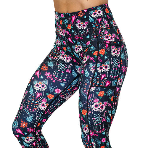 Spookitty Halloween Cat Print Leggings - Cute & Comfortable Women's Yoga Pants for Costume Party, Cosplay & Everyday Wear
