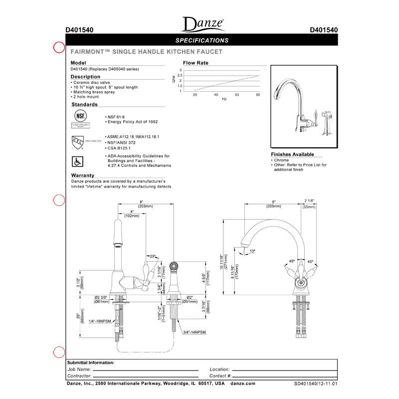 Danze Fairmont Chrome Single Handle Gooseneck Kitchen Faucet with Pull-Down Sprayer - Modern Water-Saving Design for Easy Dishwashing & Food Prep