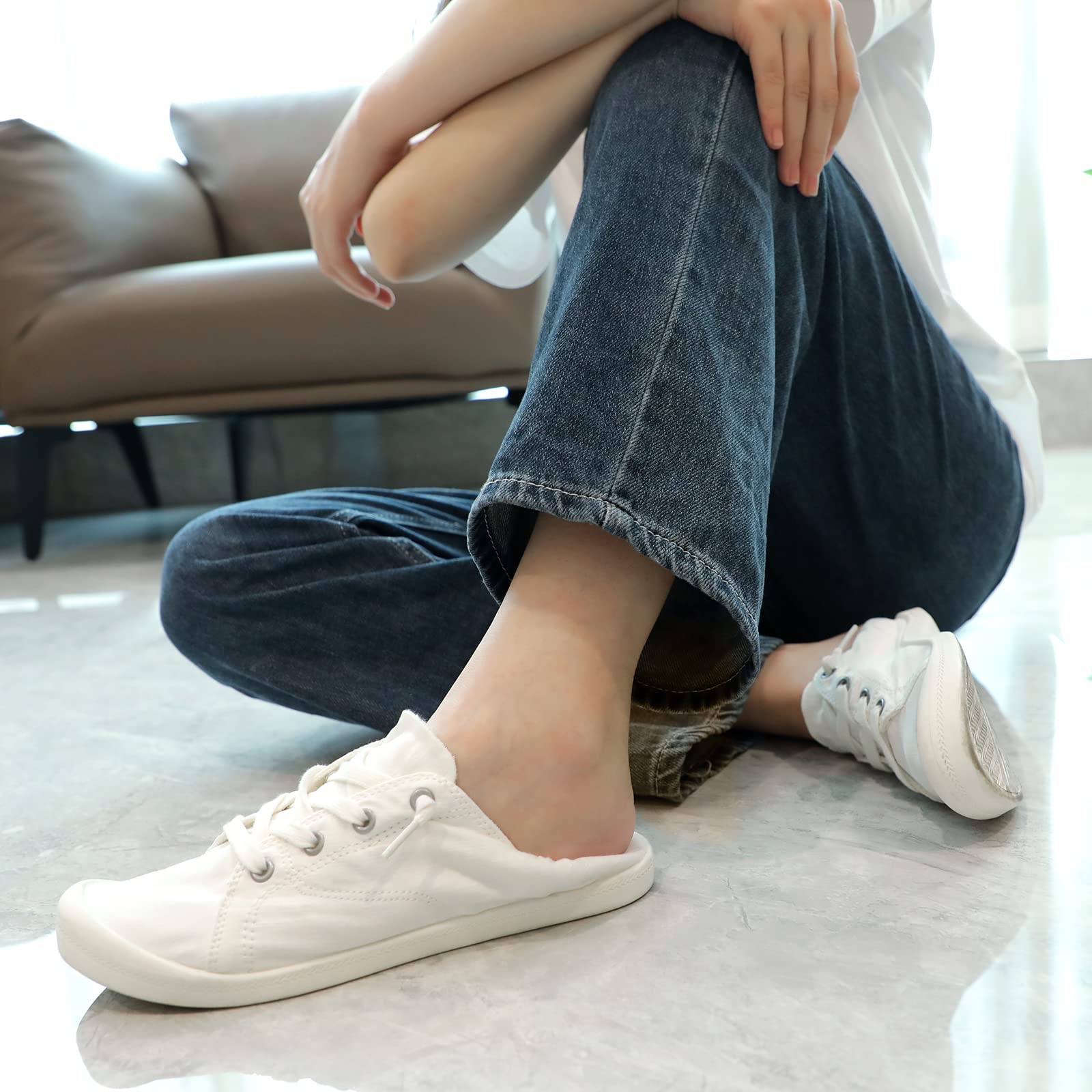 STQ Women's Slip-On Canvas Sneakers - Comfortable Casual Shoes with Arch Support for Walking, Travel & Everyday Wear
