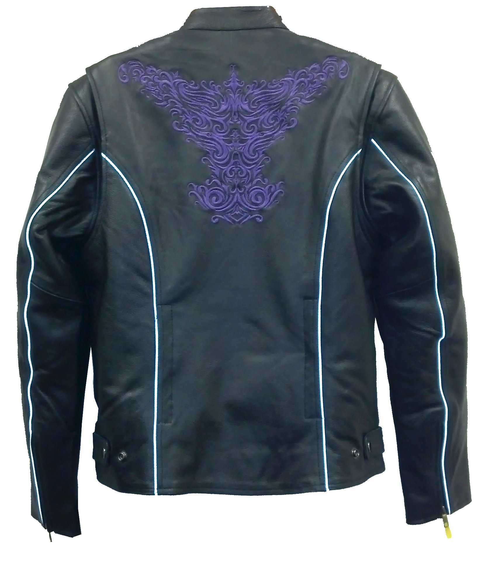 Milwaukee Women's Genuine Cowhide Leather Jacket with Tribal Embroidery - Biker Style Outerwear for Motorcycle Riding & Casual Fashion