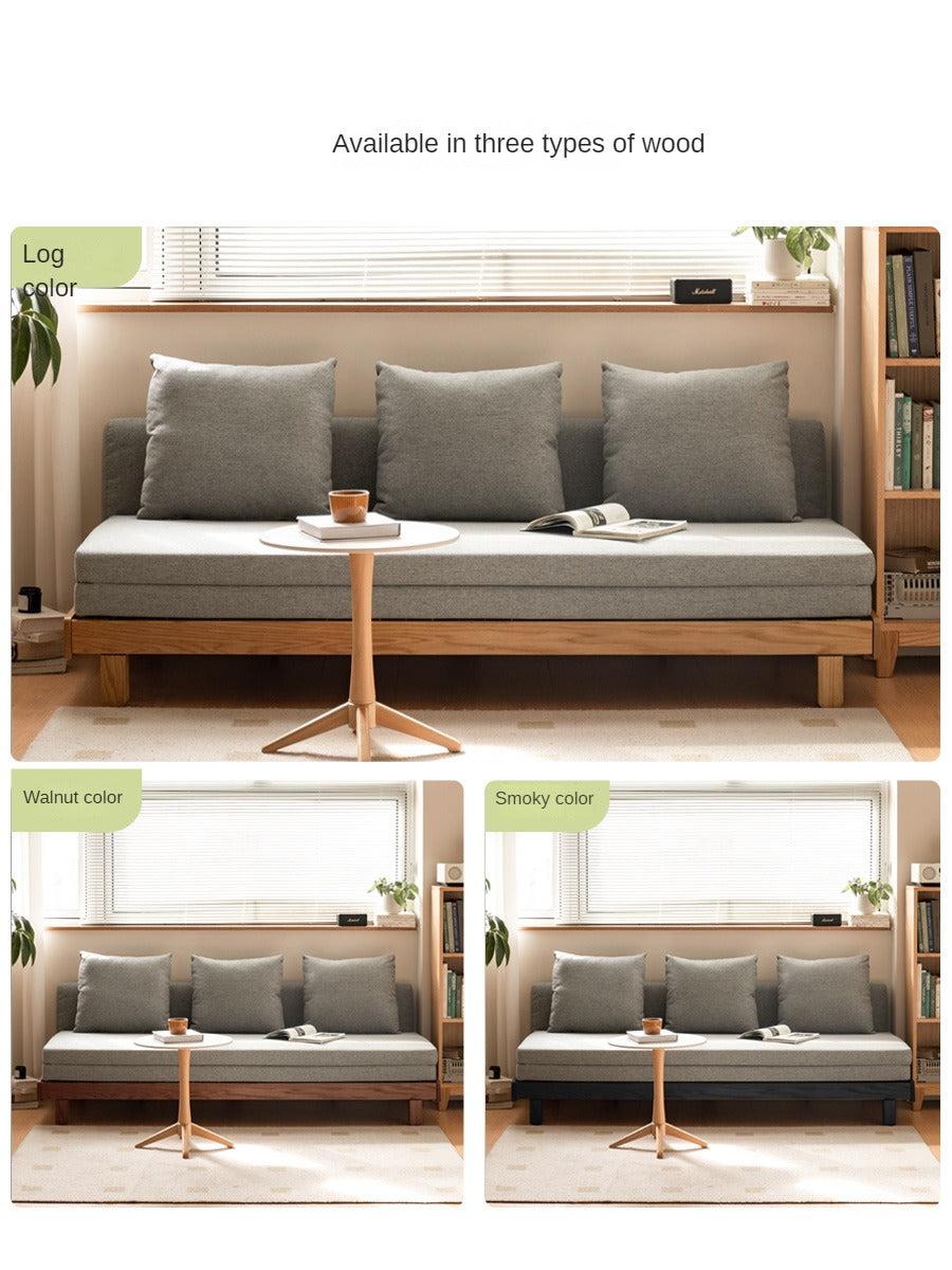 Solid Oak & Beech Wood Sofa Bed - Convertible Sleeper Sofa for Small Spaces, Guest Room & Living Room Furniture - Durable & Stylish Modern Design