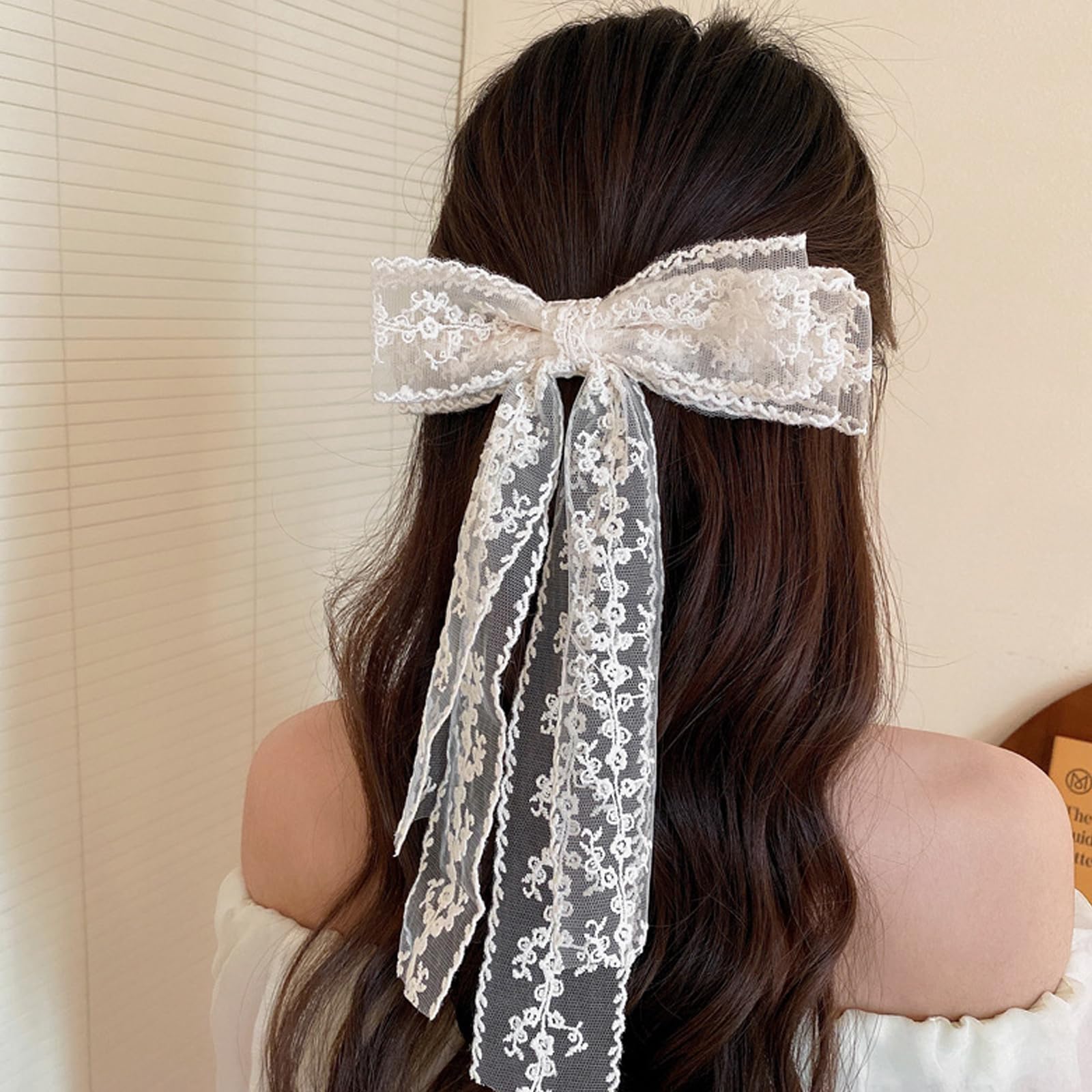 Elegant Lace Hair Bows and Clips Set - Cute Alligator Barrettes Hair Accessories for Women & Girls | Perfect for Weddings, Prom, Bachelorette Parties, Bridal Showers & Everyday Wear