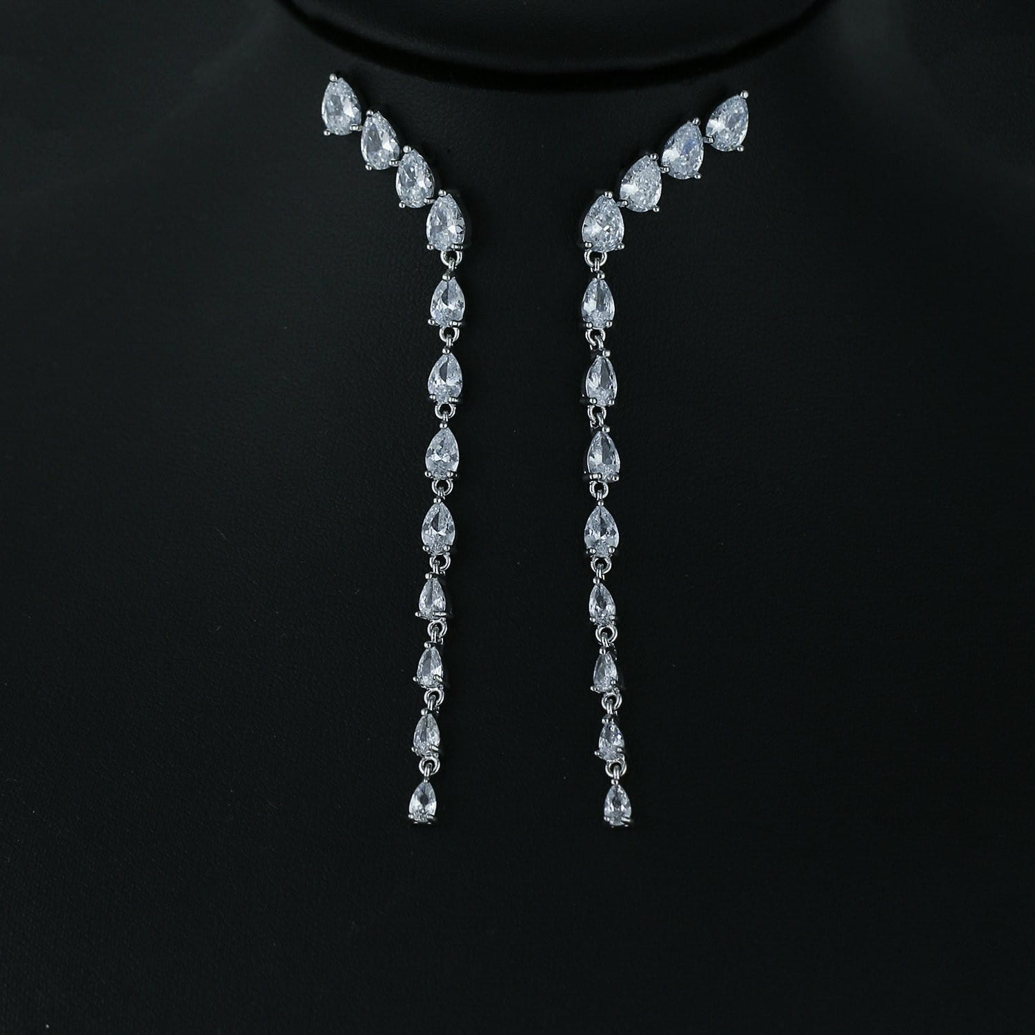 Sparkling Cubic Zirconia CZ Copper Water Drop Dangle Earrings for Women - Elegant Party & Wedding Jewelry Gift (CE10878) - Perfect for Evening Events, Date Nights & Special Occasions