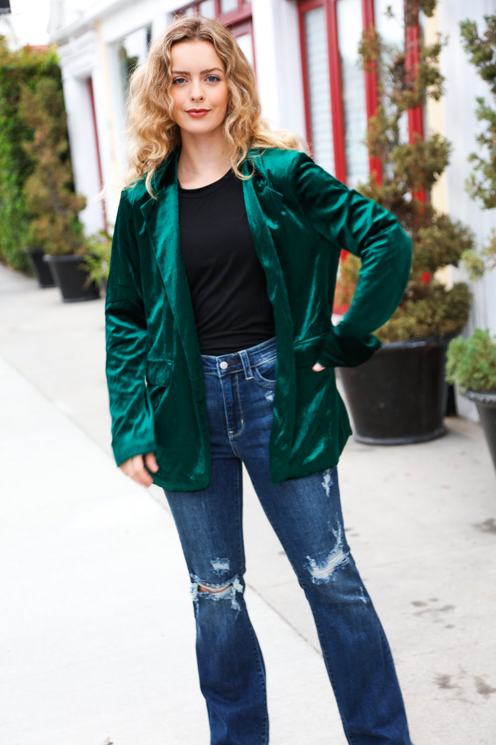 Elegant Hunter Green Velvet Blazer for Women - Formal & Evening Wear - Perfect for Weddings, Parties & Office Events