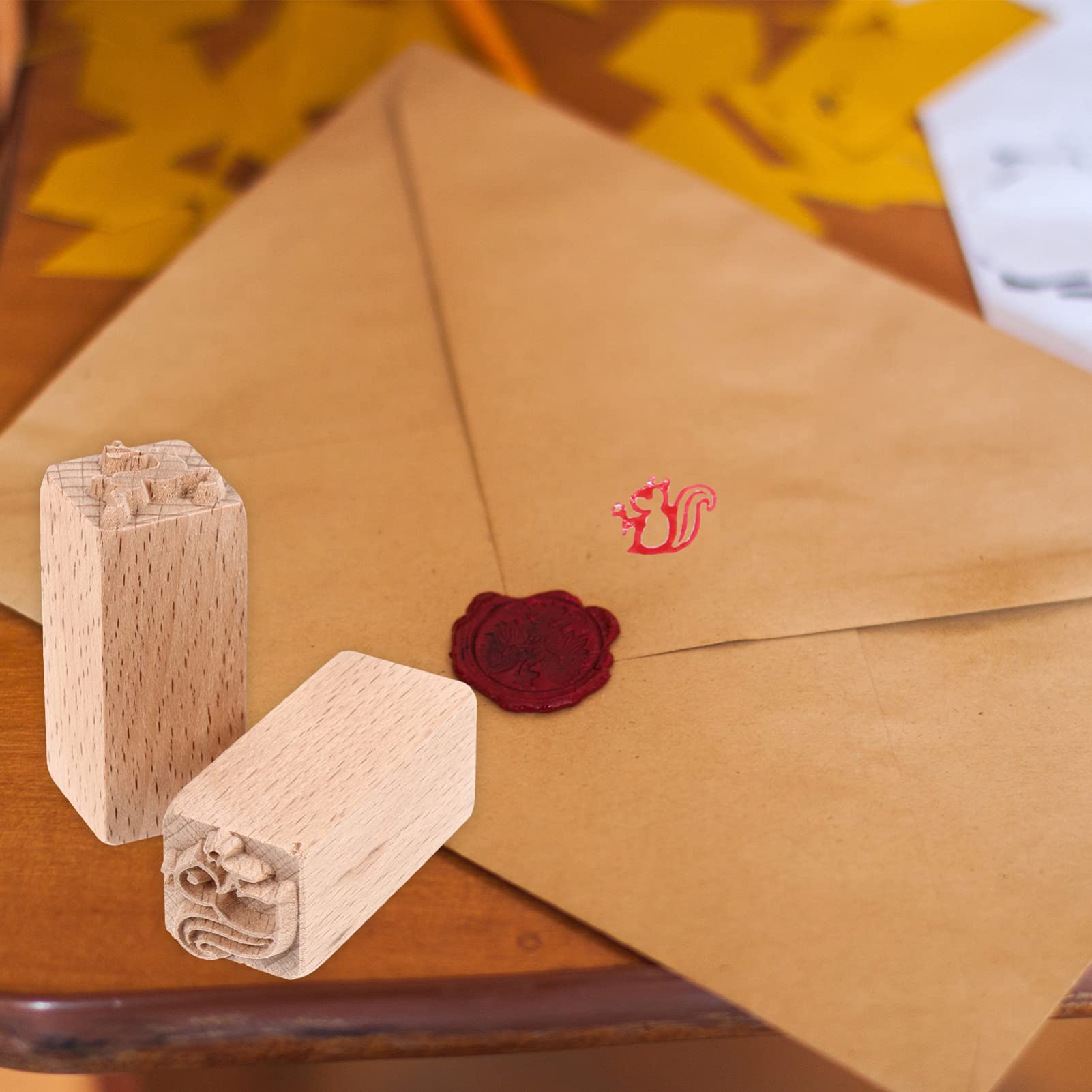 2PCS Wooden Square Stamps for DIY - Unique Handmade Seal with Chic Patterns for Scrapbooking, Kids Crafts, and Personalized Gifts - Perfect for Journals, Cards, and Art Projects