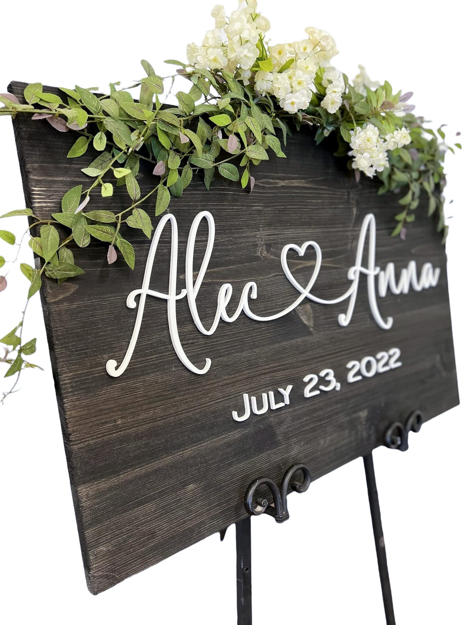 Custom 3D Wooden Wedding Welcome Sign - 12x18 Inches, Black & White Lettering - Perfect for Wedding Reception, Bridal Shower, and Anniversary Decor