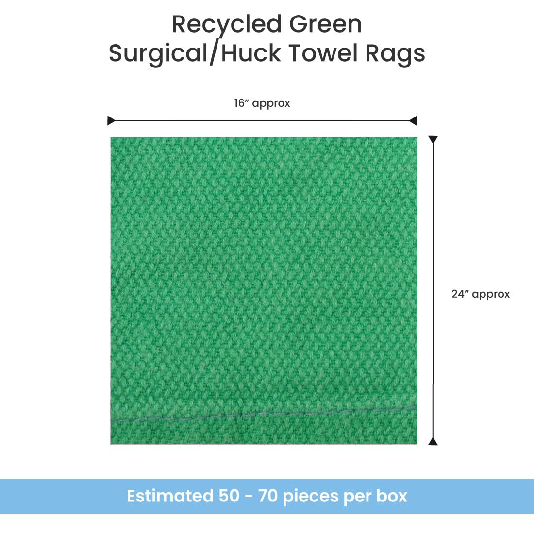 **A&A Premium Recycled Green Surgical Huck Towel Rags – Non-Streaking, Lint-Free Multi-Purpose Cleaning Cloths – 10 Pound Box – Ideal for Hospitals, Garages & Household Cleaning**