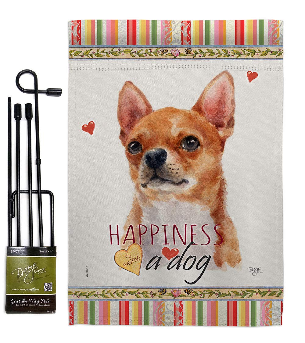 Chihuahua Garden Flag Set with Stand - Double-Sided Dog Decor for Yard & Home