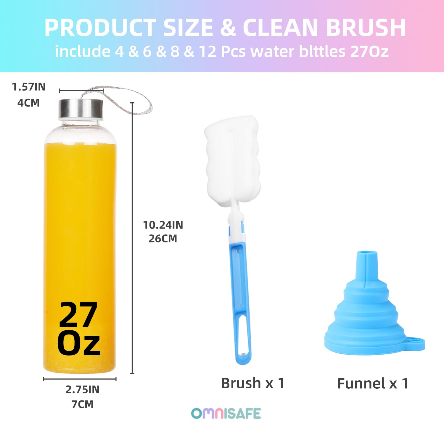 27 oz Clear Plastic Water Bottles with Lids - BPA Free, Leak Proof, Reusable & Eco Friendly Water Bottle Set (4 Pack) with Cleaning Brush - Perfect for Refrigerator Storage, Gym, Office & Outdoor Activities