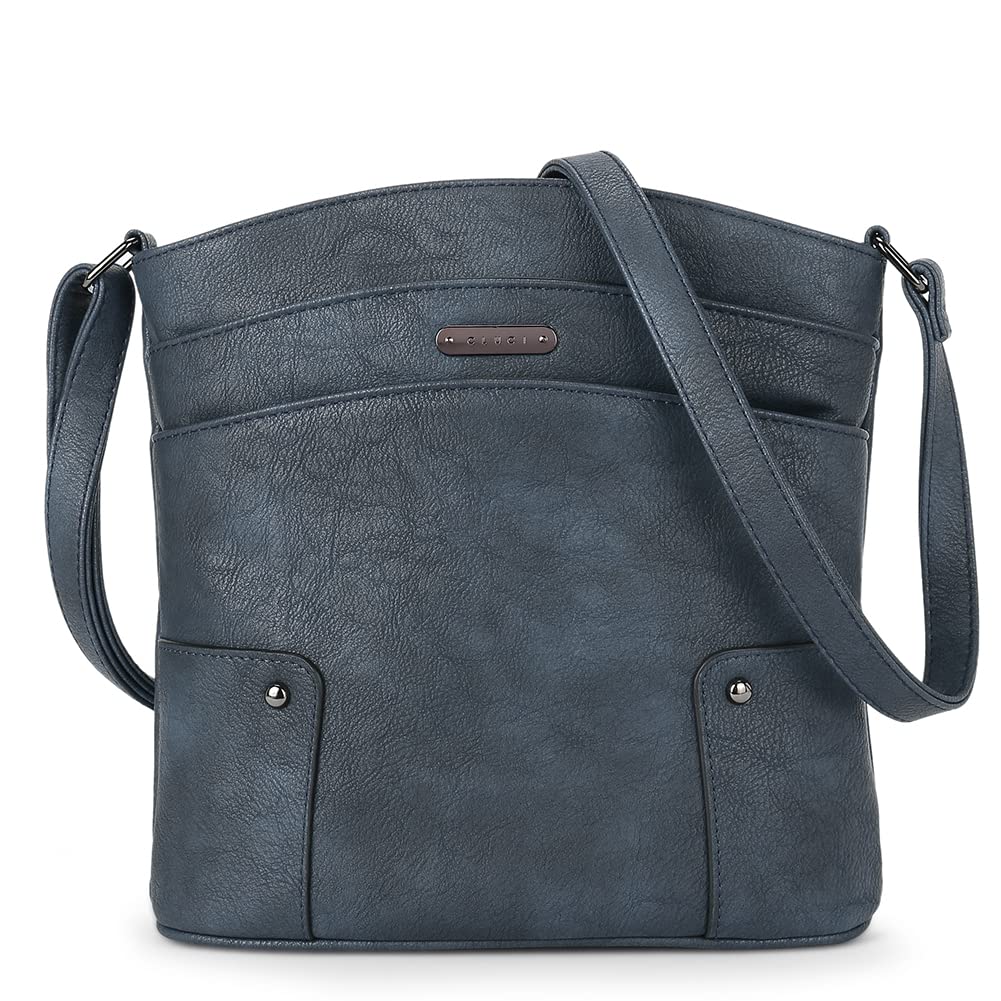 CLUCI Women's Leather Crossbody Bag with Triple Pockets - Vintage Shoulder Purse for Travel, Vacation & Everyday Use | Compact Handbag for Work, Shopping & Date Night