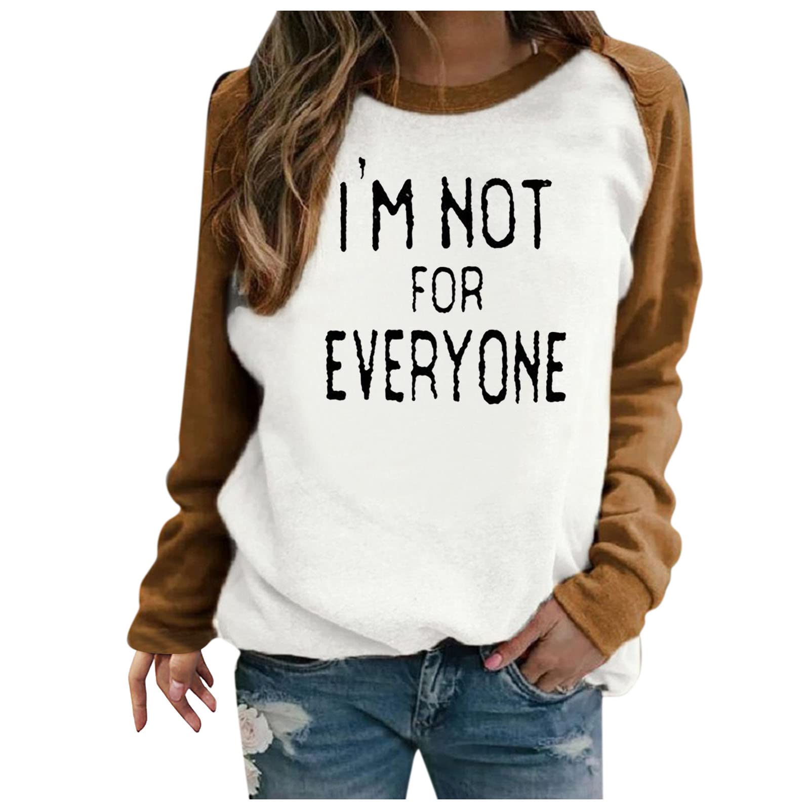 Women's Fall Crew Neck Long Sleeve Printed Pullover Sweatshirt - Casual Loose Hooded Blouse for Autumn Outfits, Workwear & Cozy Home Wear