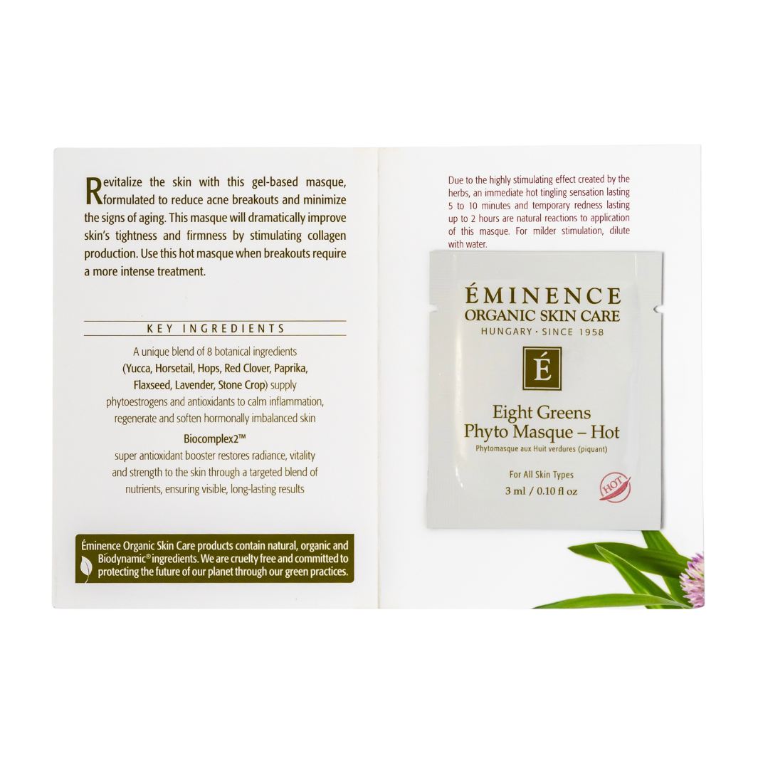 Eminence Organics Eight Greens Phyto Masque - Hot | Detoxifying & Rejuvenating Facial Mask for Glowing Skin | Spa & At-Home Skincare Treatment